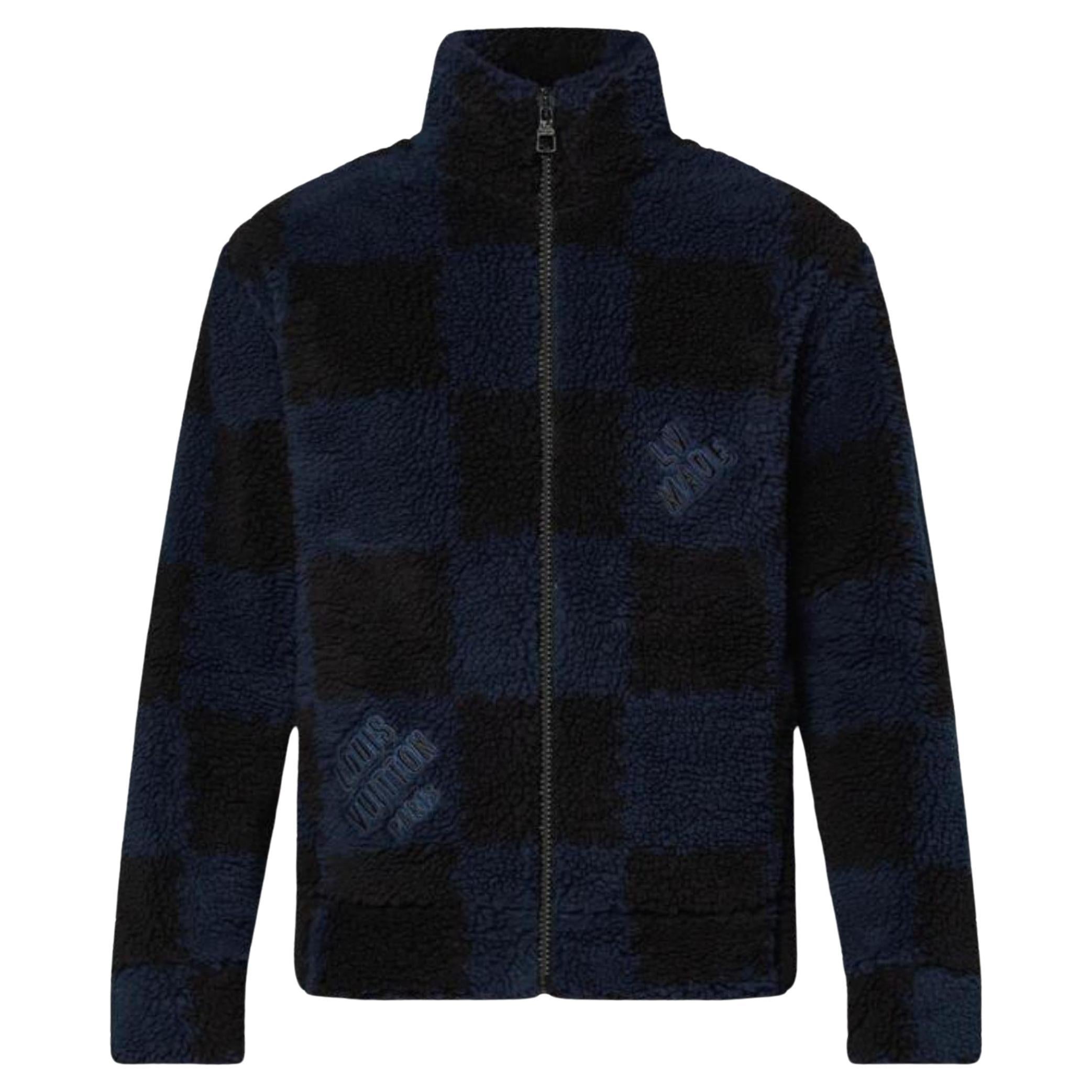 Louis Vuitton Men's S LV x Nigo Jacquared Damier Fleece Blouson Zip Jacket  1110l For Sale at 1stDibs