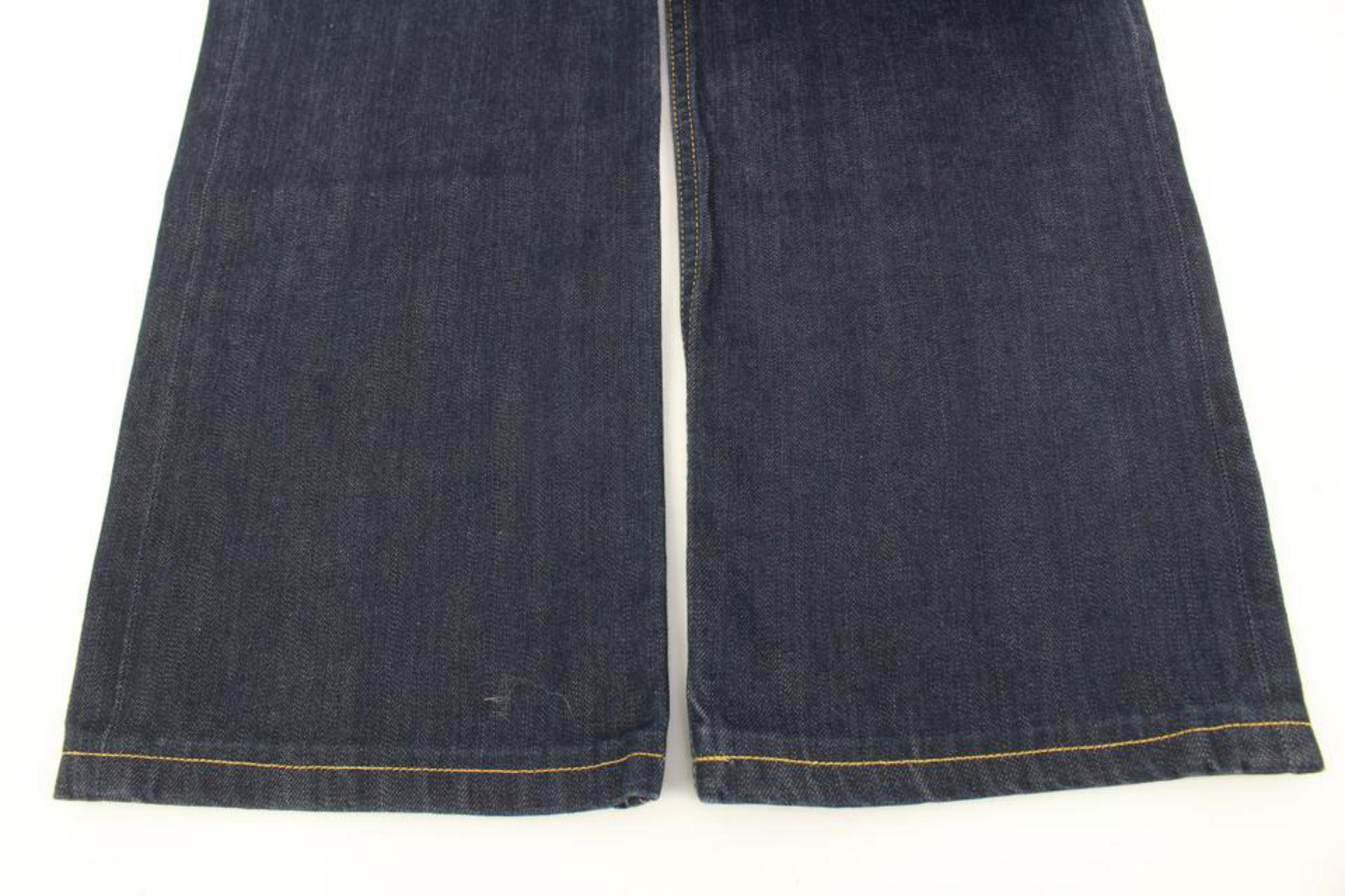 Louis Vuitton Men's Size 30 US Dark Rinse LV Fleur Logo Jeans 119lv8 For Sale 4
