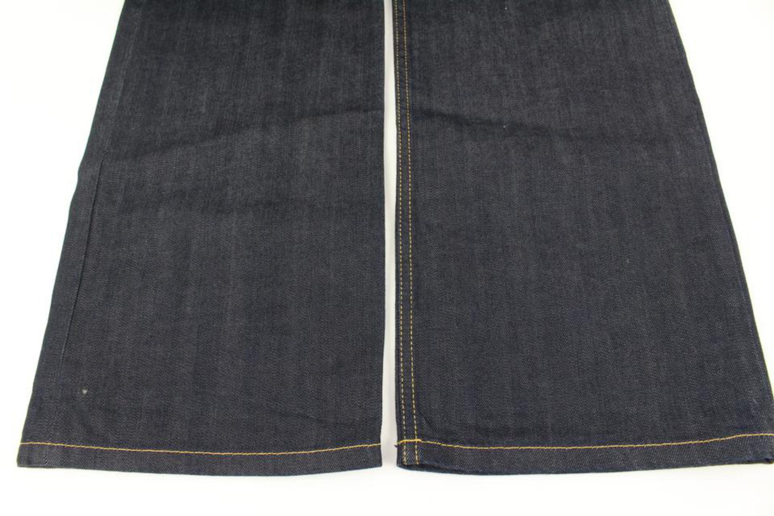 Louis Vuitton Men's Size 38 US Dark Rinse Denim Fleur LV Logo Jeans 118lv43 For Sale 7