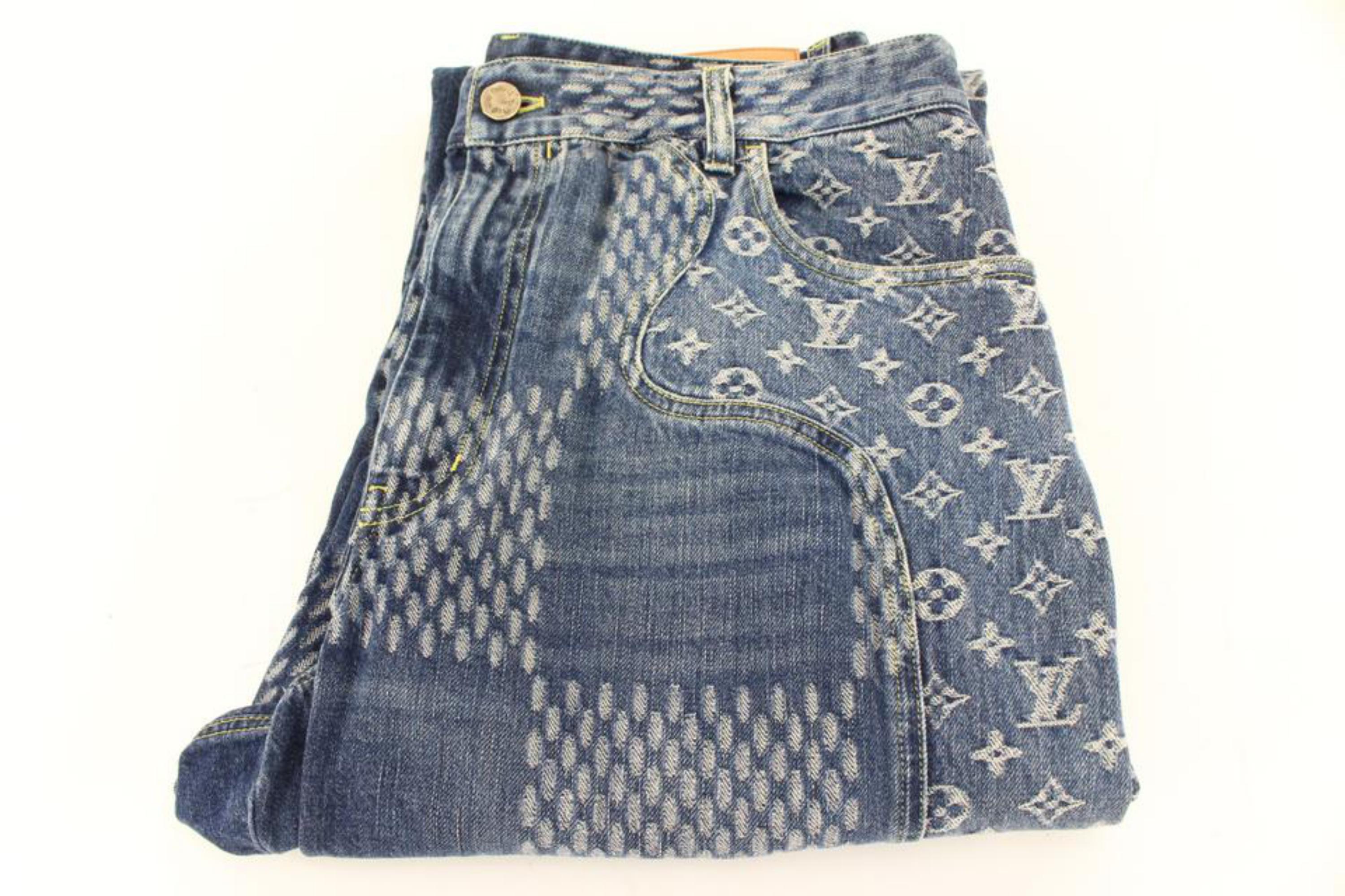 Louis Vuitton Men's Sz 32 Virgil Abloh x Nigo Giant Damier Waves MNGM Denim 93lk 4