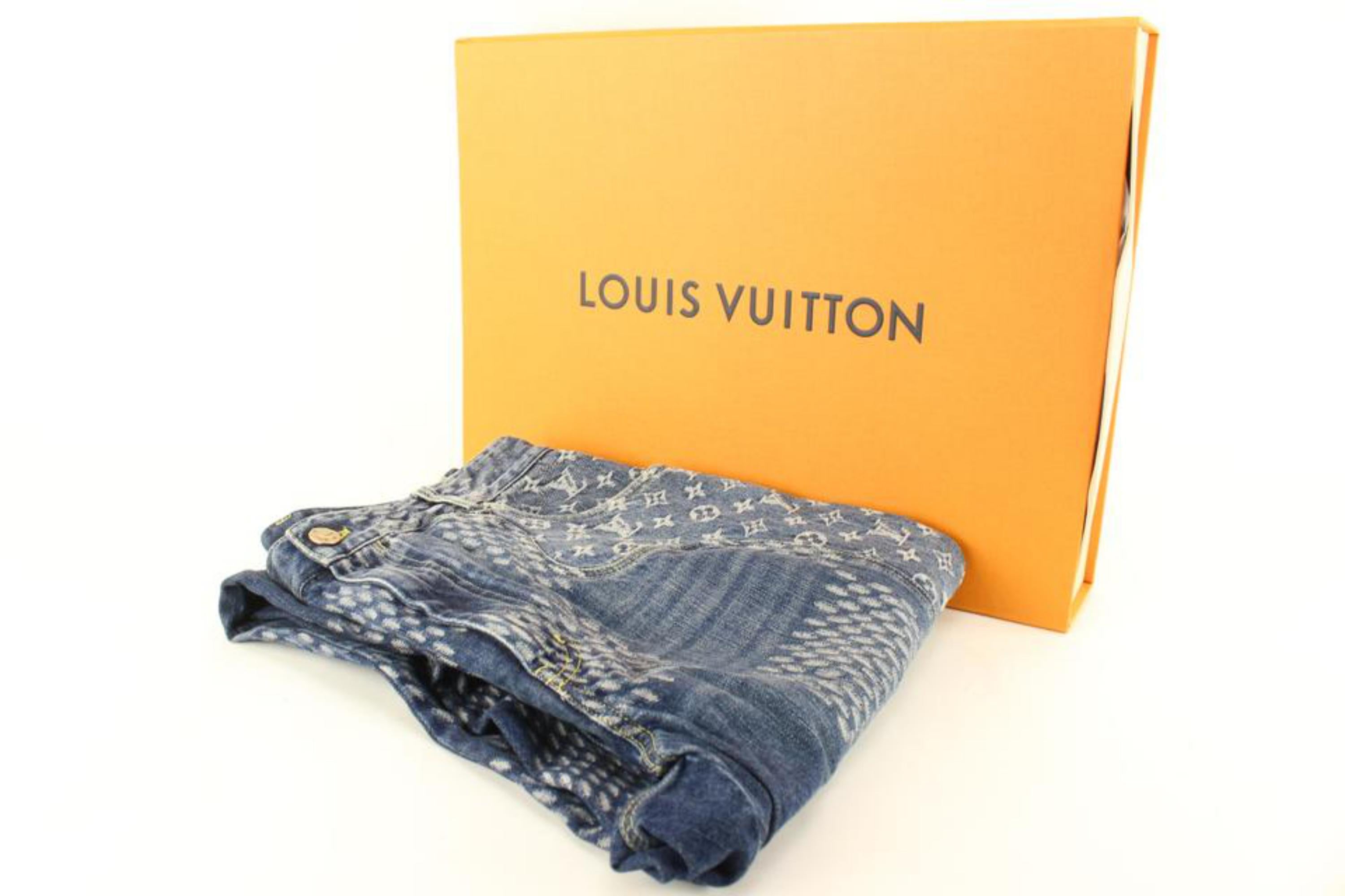 Louis Vuitton Men's Sz 32 Virgil Abloh x Nigo Giant Damier Waves MNGM Denim 93lk 2
