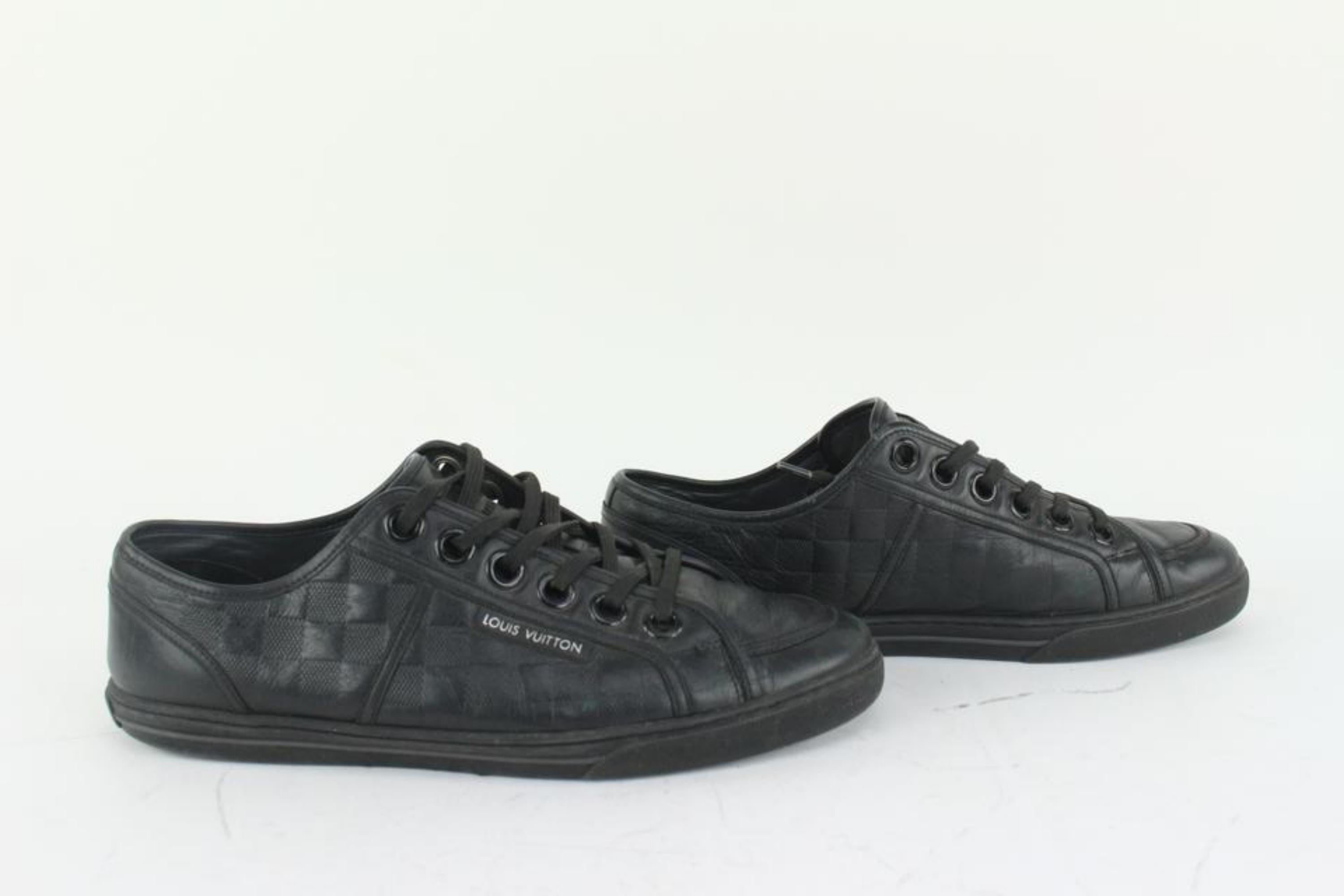 Louis Vuitton pour hommes US 10 - Baskets basses noires Damier Infini 1123LV41 Bon état à Dix hills, NY