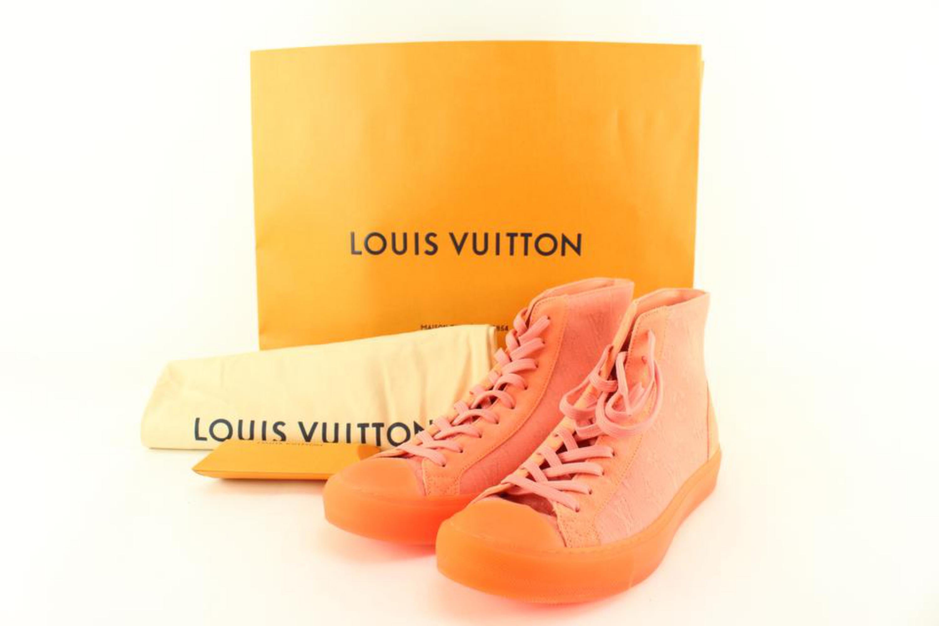 Louis Vuitton Herren US 8 Virgil Abloh Orange Tattoo High Top Turnschuhe 10lk630s im Angebot 7