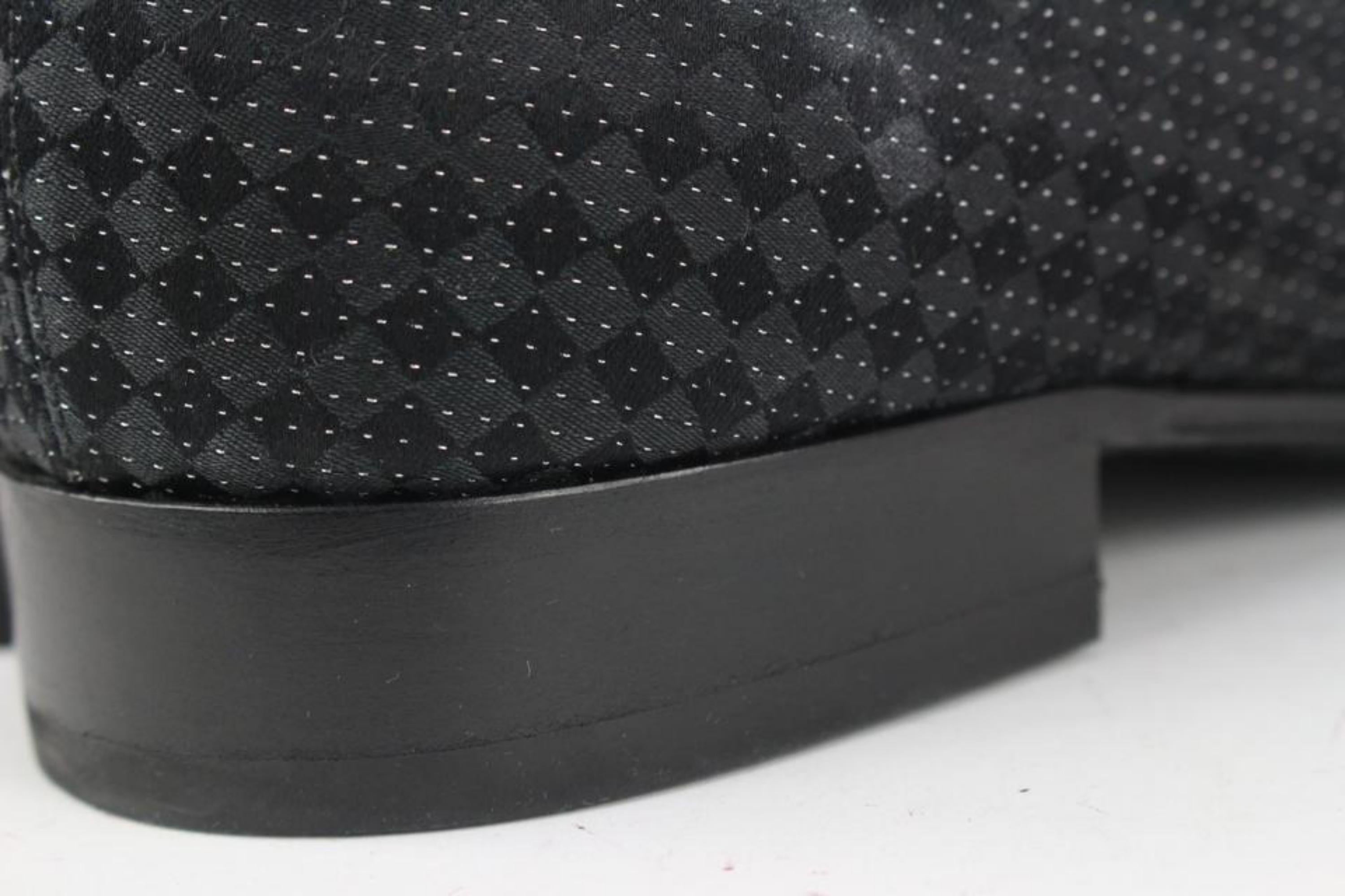 Louis Vuitton Mens US 9 Black Damier Sparkle Slip On Loafer Dress Shoe 1LV3L17 For Sale 3