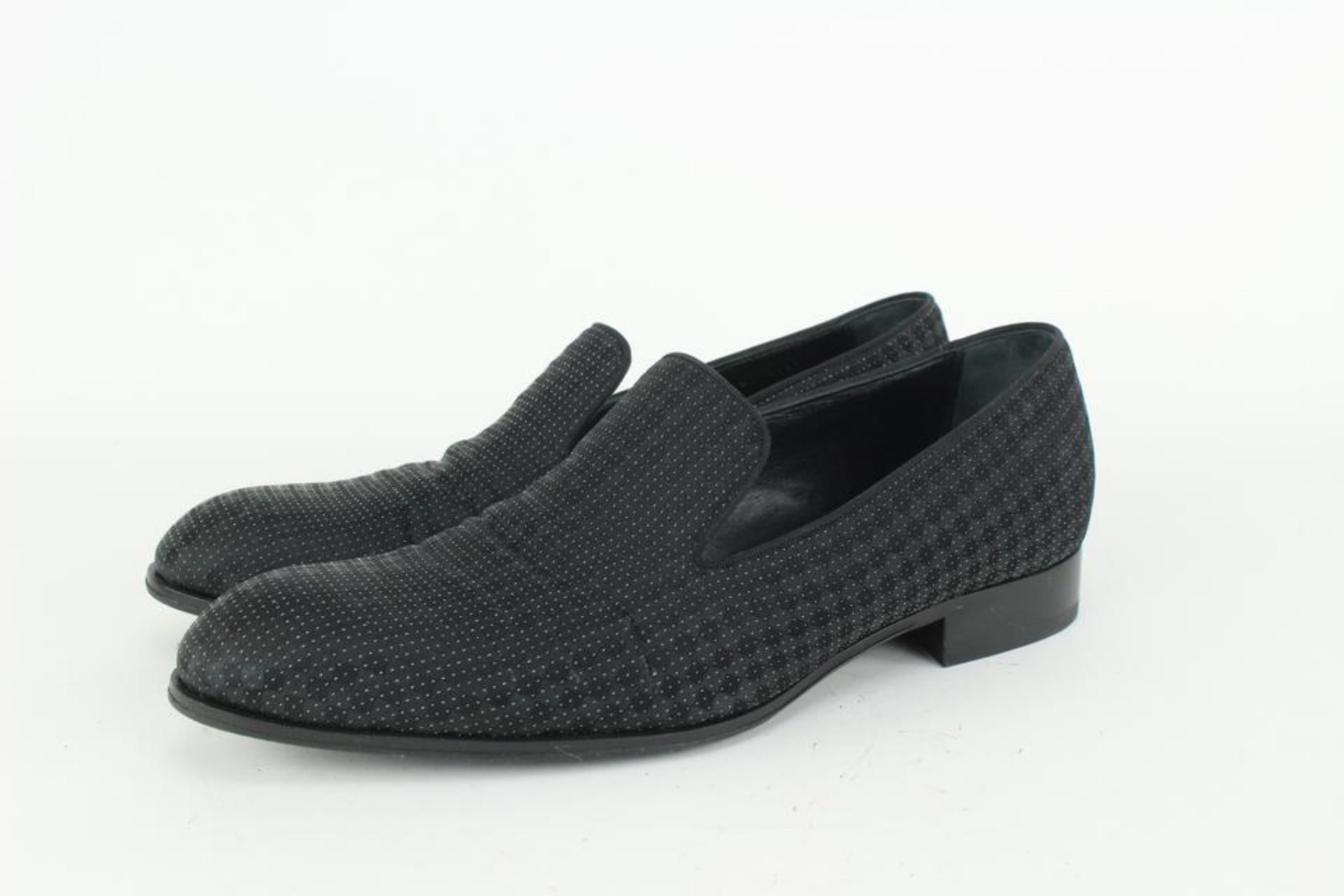 Louis Vuitton Mens US 9 Black Damier Sparkle Slip On Loafer Dress Shoe 1LV3L17
Date Code/Serial Number: MT 0127
Made In: Italy
Measurements: Length:  11.5