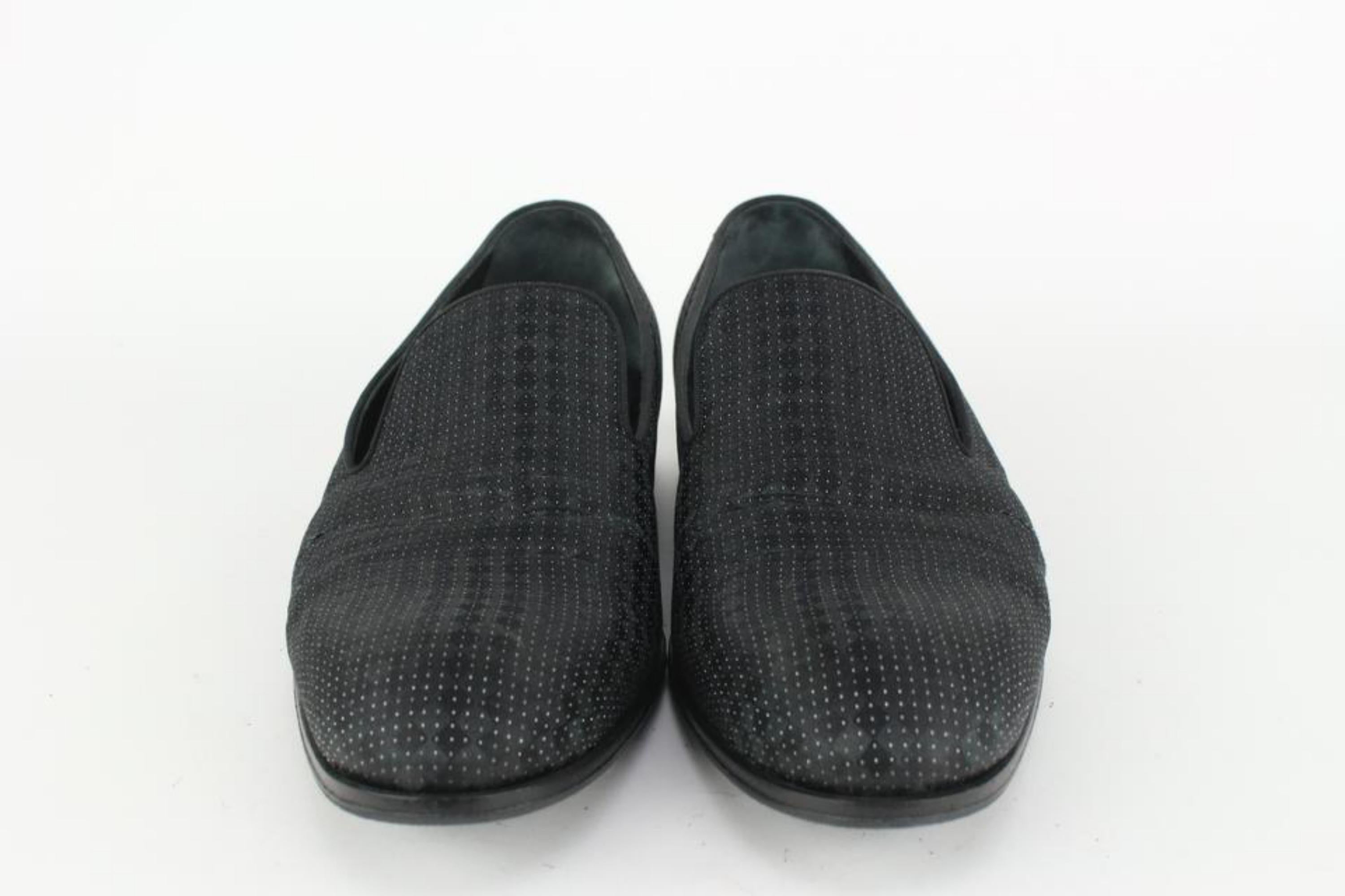 Women's Louis Vuitton Mens US 9 Black Damier Sparkle Slip On Loafer Dress Shoe 1LV3L17 For Sale