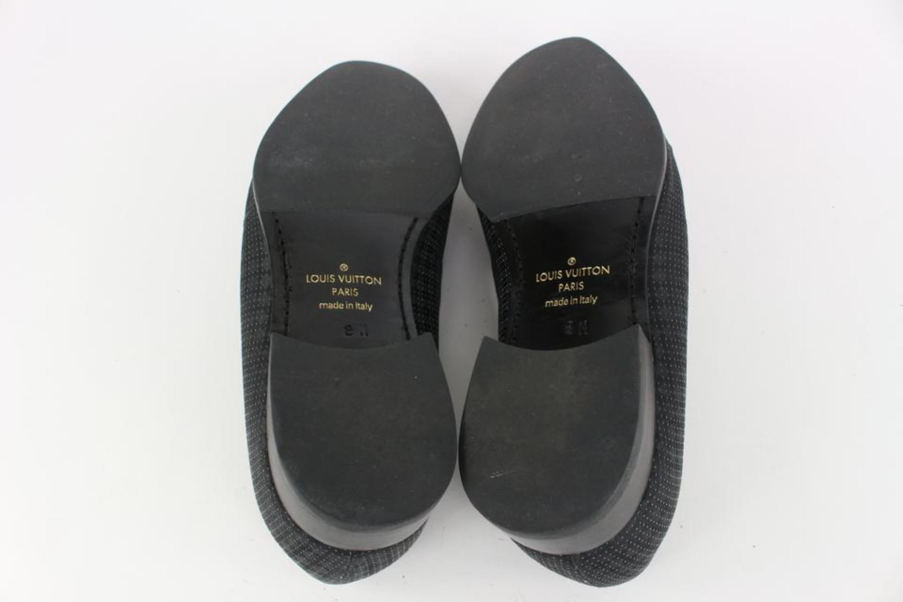 Louis Vuitton Mens US 9 Black Damier Sparkle Slip On Loafer Dress Shoe 1LV3L17 For Sale 1