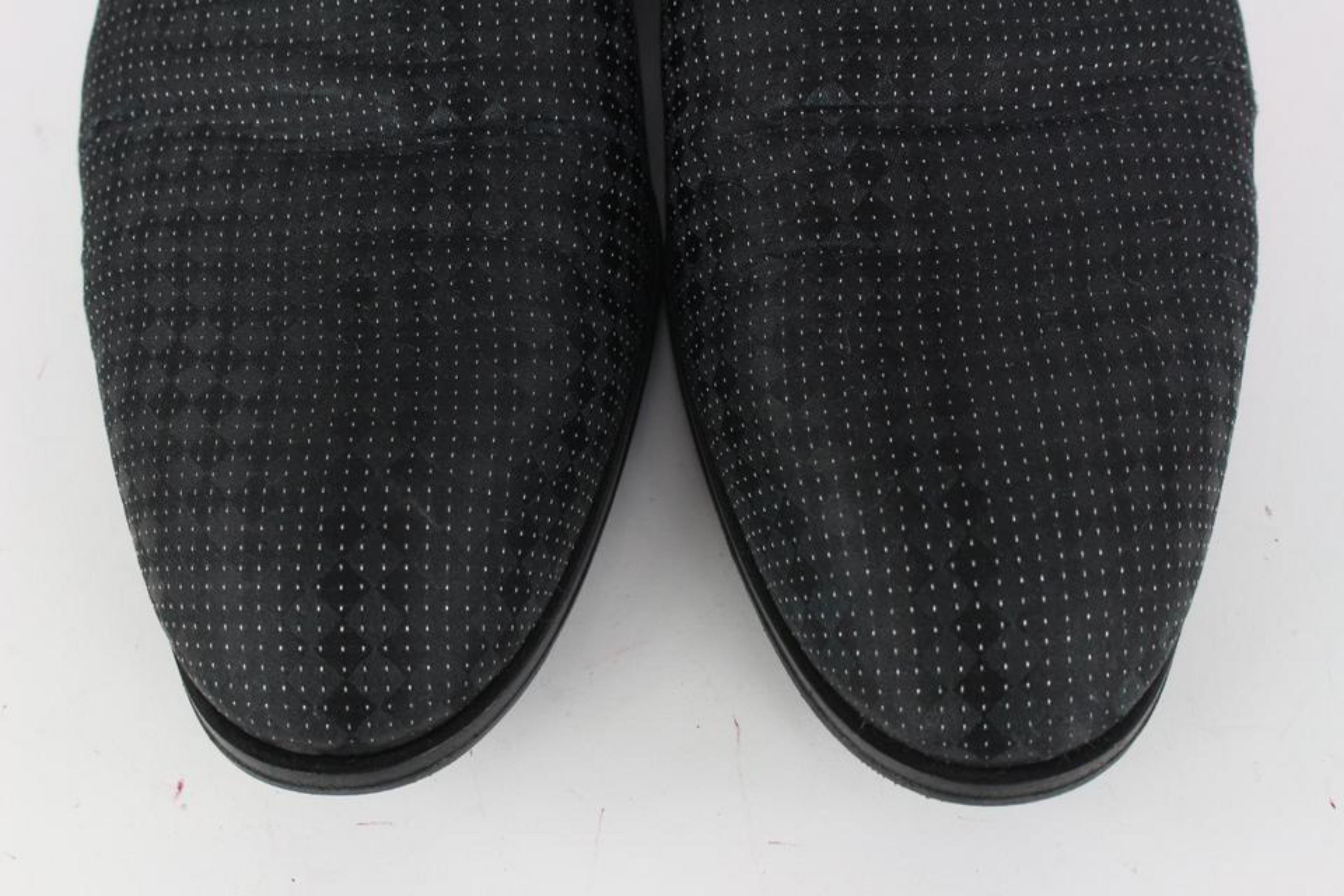 Louis Vuitton Mens US 9 Black Damier Sparkle Slip On Loafer Dress Shoe 1LV3L17 For Sale 2