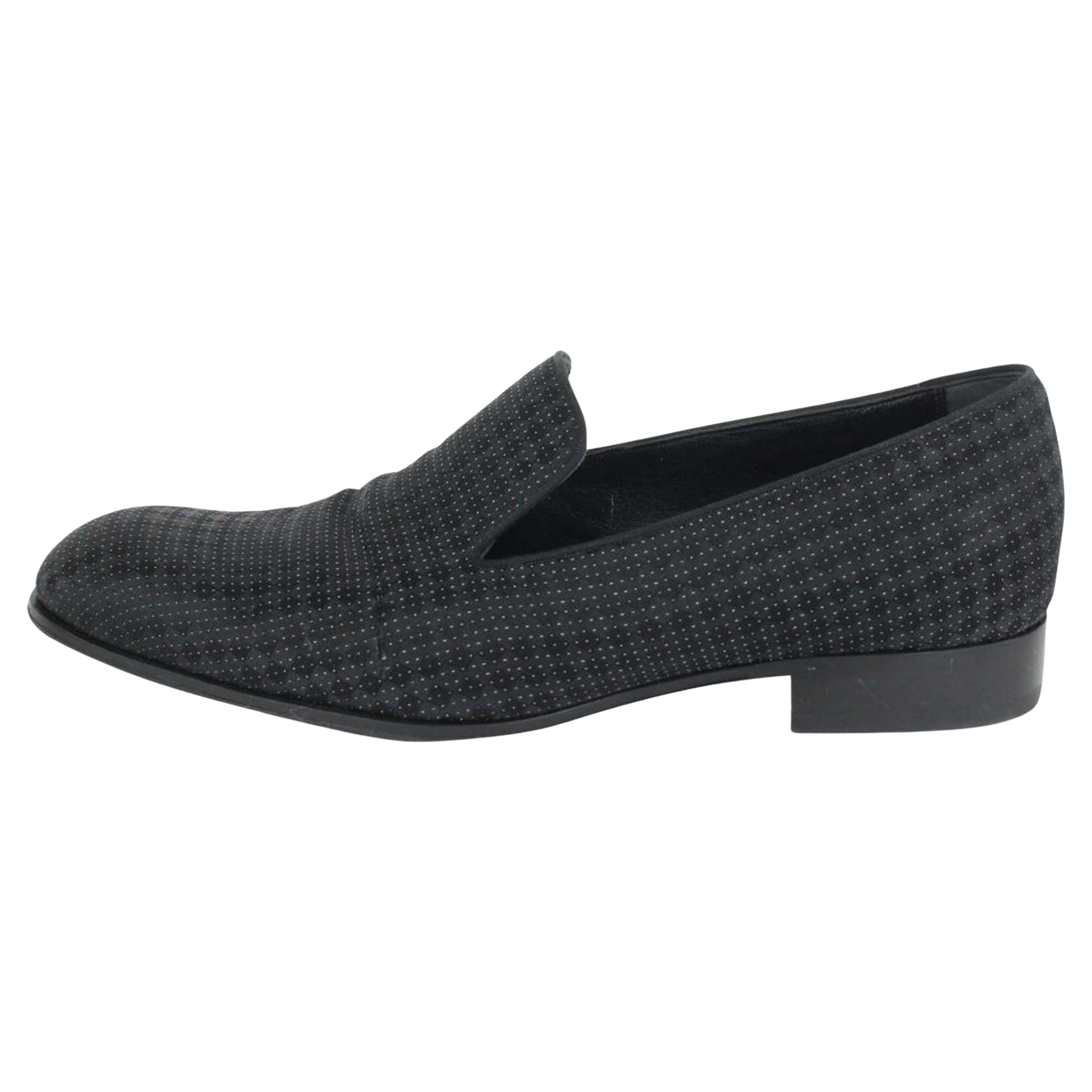 Louis Vuitton Mens US 9 Black Damier Sparkle Slip On Loafer Dress Shoe 1LV3L17 For Sale