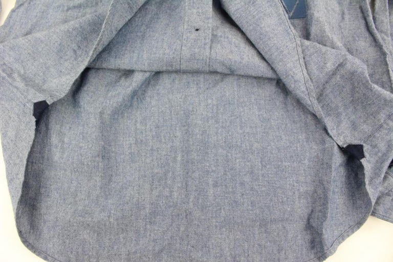 Louis Vuitton Men's XL Blue Denim Gaston V Button Down Shirt 120lv31