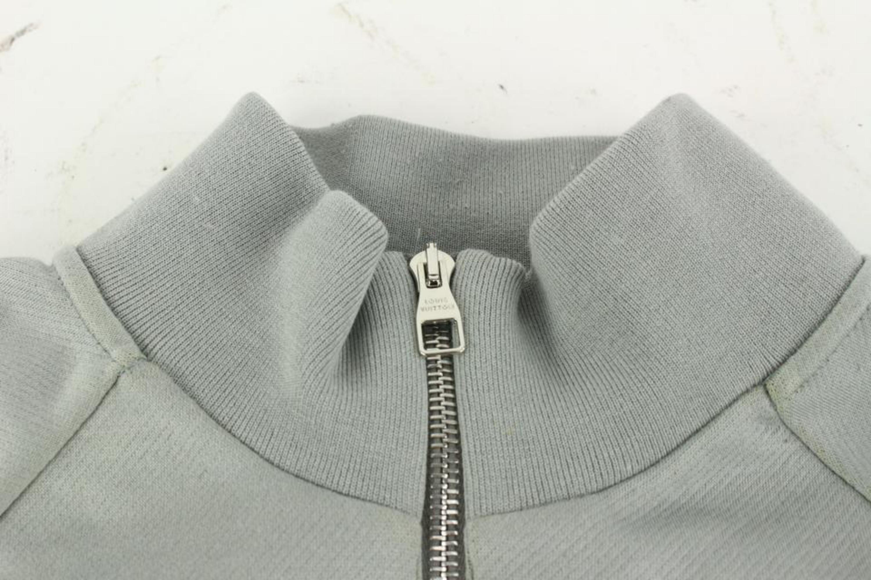 Louis Vuitton Men's XL Grey x Yellow Gravity Raglan Zip Sweater 5L1214 In Excellent Condition In Dix hills, NY
