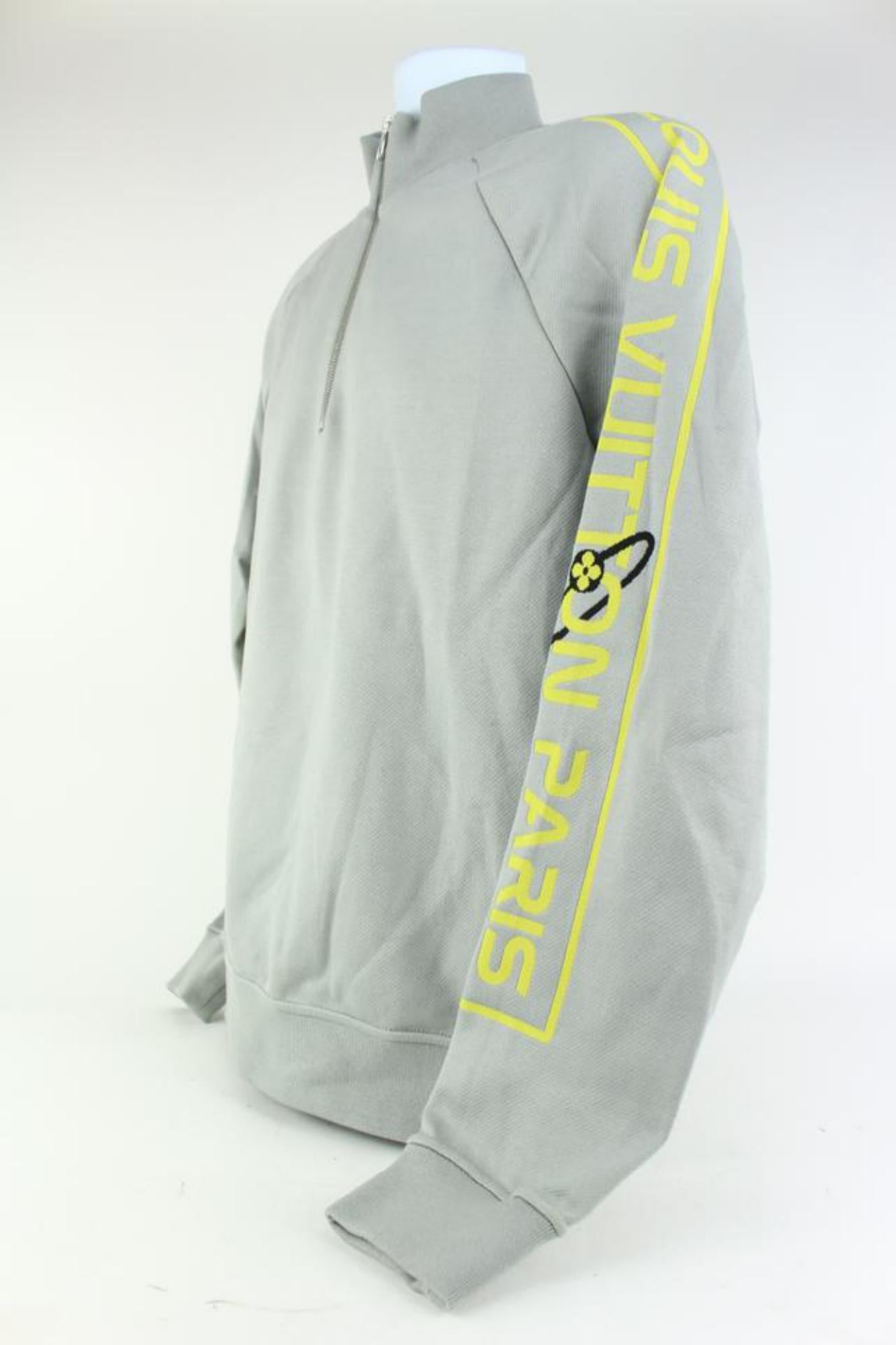 Louis Vuitton Men's XL Grey x Yellow Gravity Raglan Zip Sweater 5L1214 2