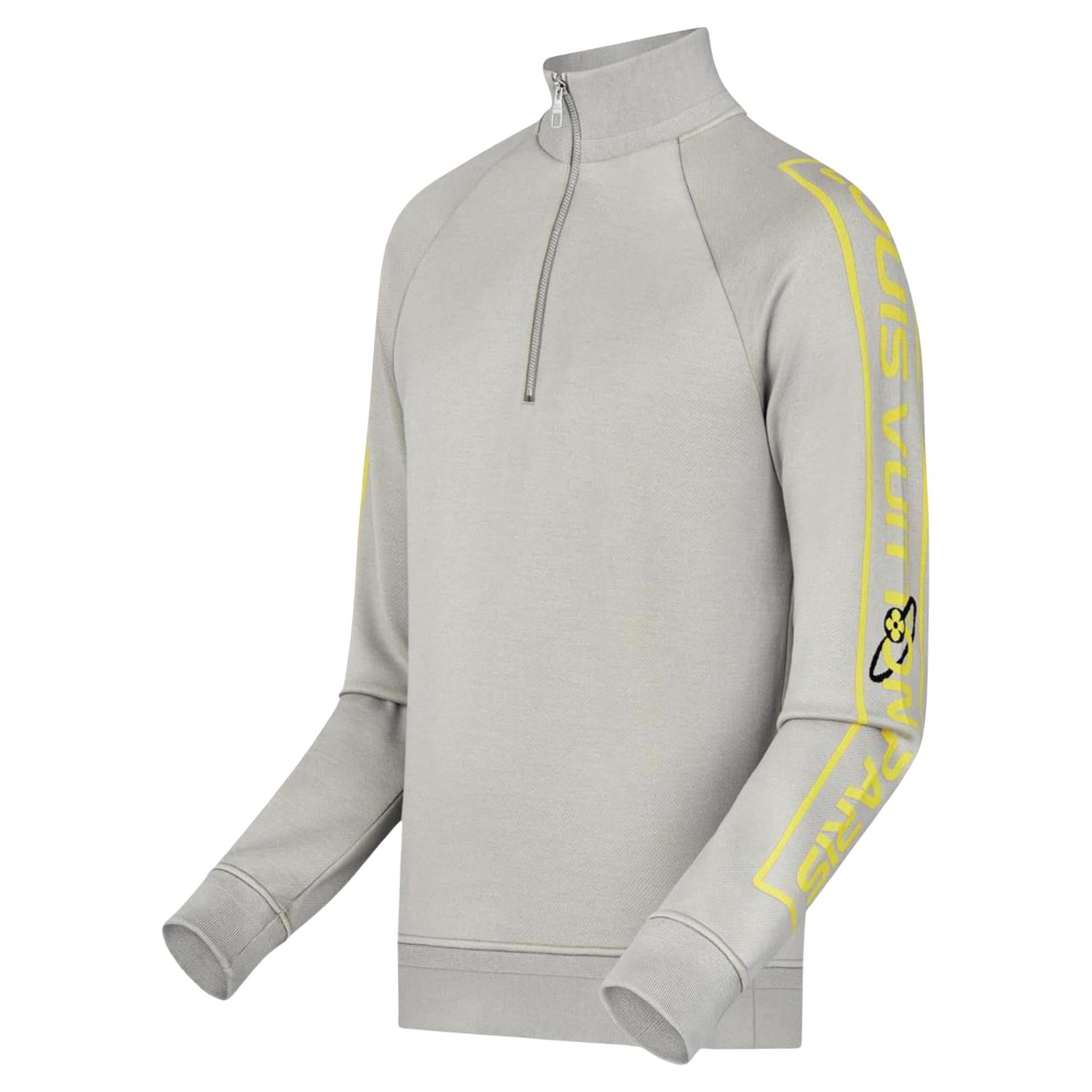 Louis Vuitton Men's XL Grey x Yellow Gravity Raglan Zip Sweater 5L1214