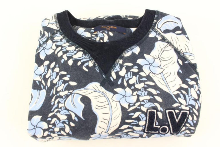 Louis Vuitton Men L Virgil Abloh Navy Varsity Leaves Leaf Printed Sweatshirt