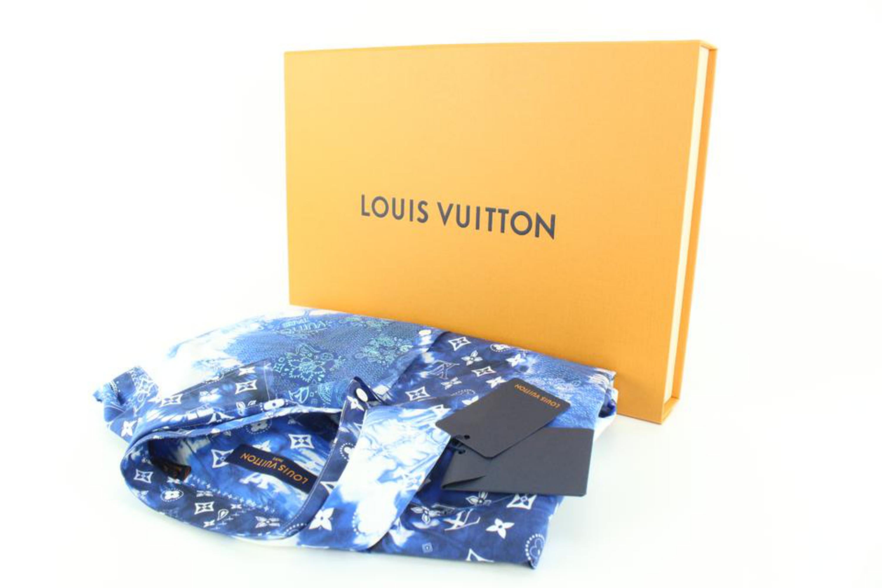 Louis Vuitton Monogram Bandana Short-sleeved Denim Shirt Indigo/White
