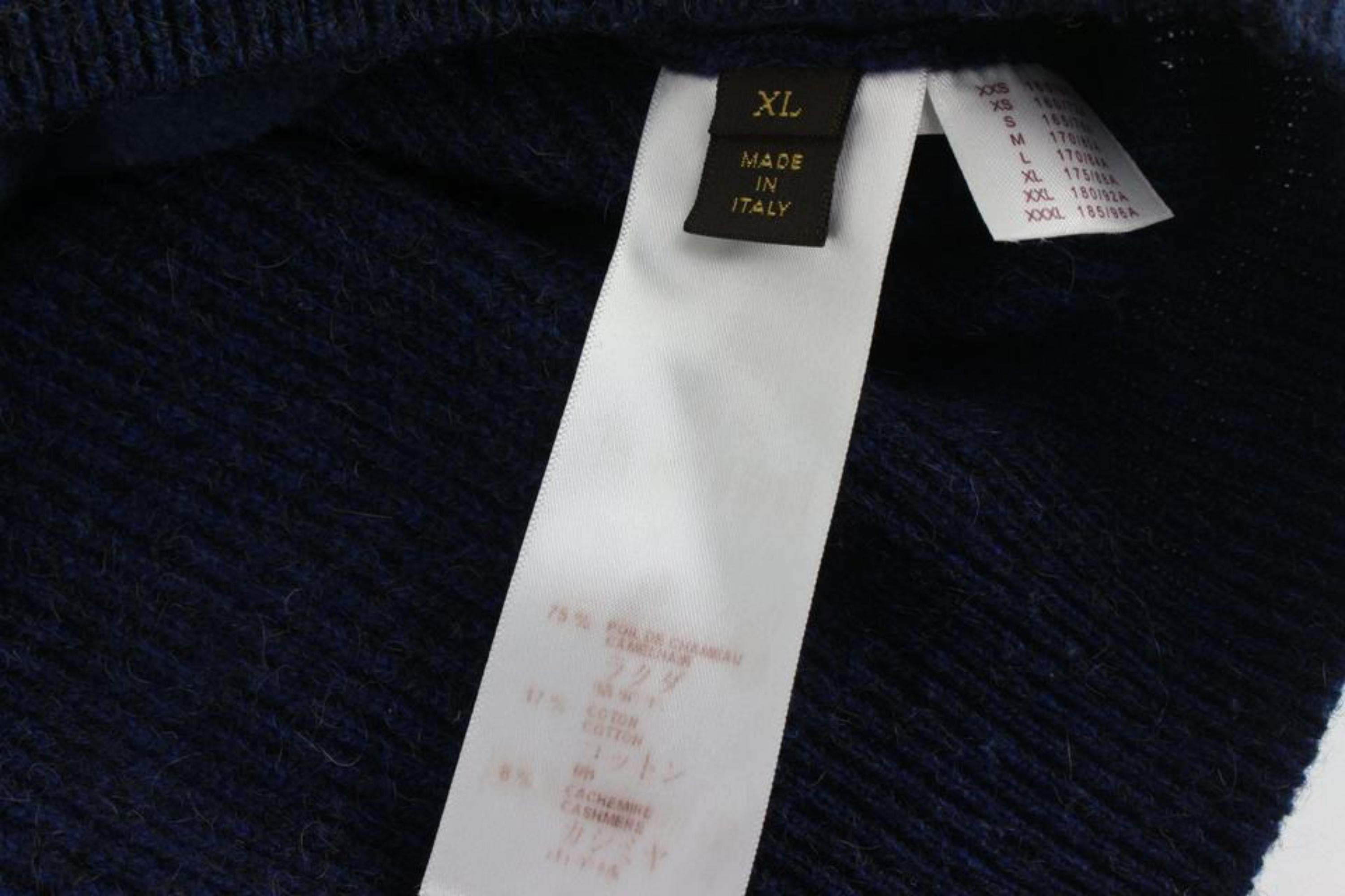 Louis Vuitton Men's XL Navy Cashmere Cursive Script Pullover Sweater 121lv48 3