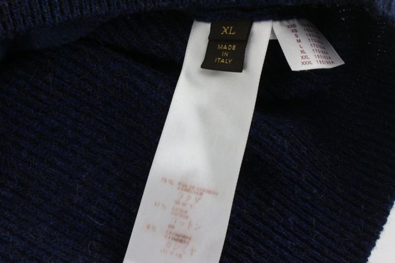Louis Vuitton Men's XL Navy Cashmere Cursive Script Pullover