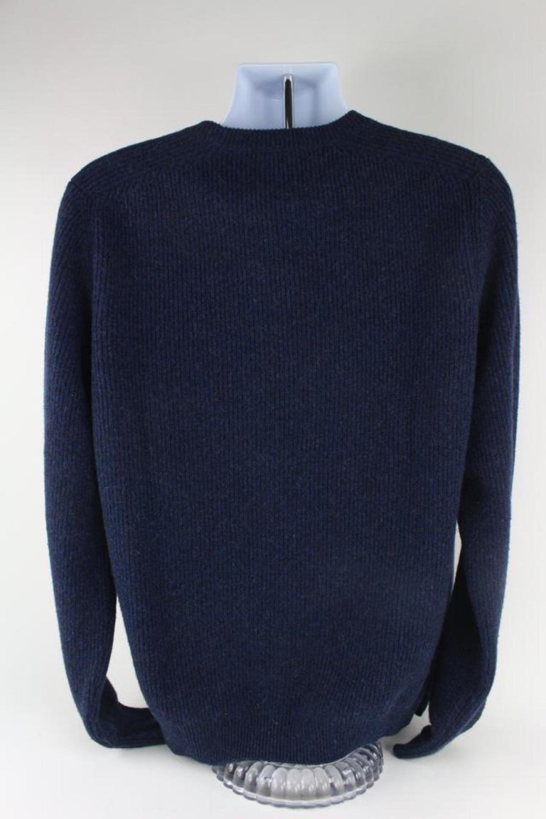 Louis Vuitton Men's XL Navy Cashmere Cursive Script Pullover Sweater  121lv48 at 1stDibs