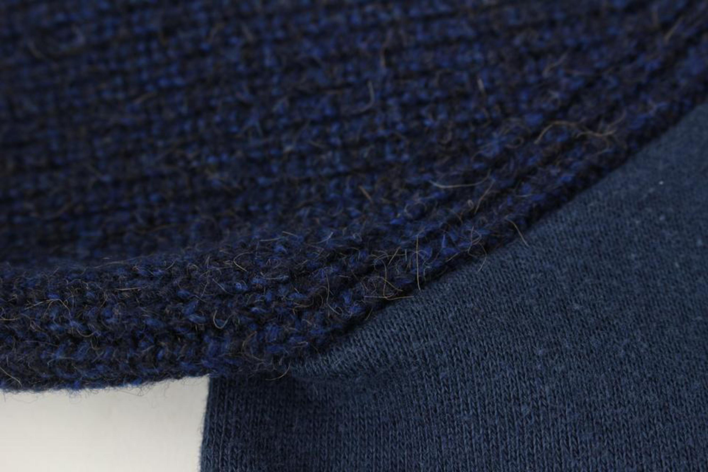 Black Louis Vuitton Men's XL Navy Cashmere Cursive Script Pullover Sweater 121lv48