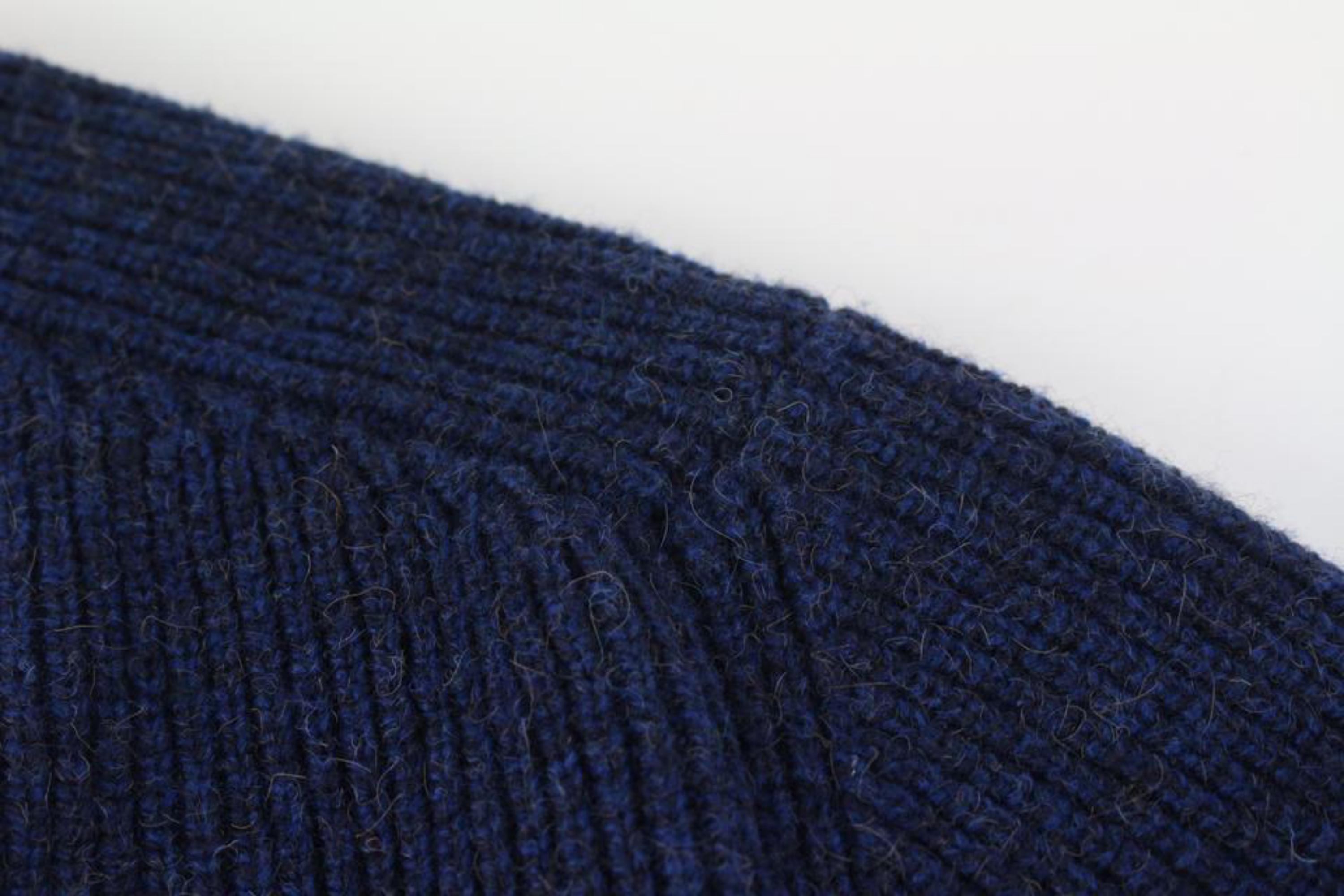 Louis Vuitton Men's XL Navy Cashmere Cursive Script Pullover Sweater 121lv48 In New Condition In Dix hills, NY