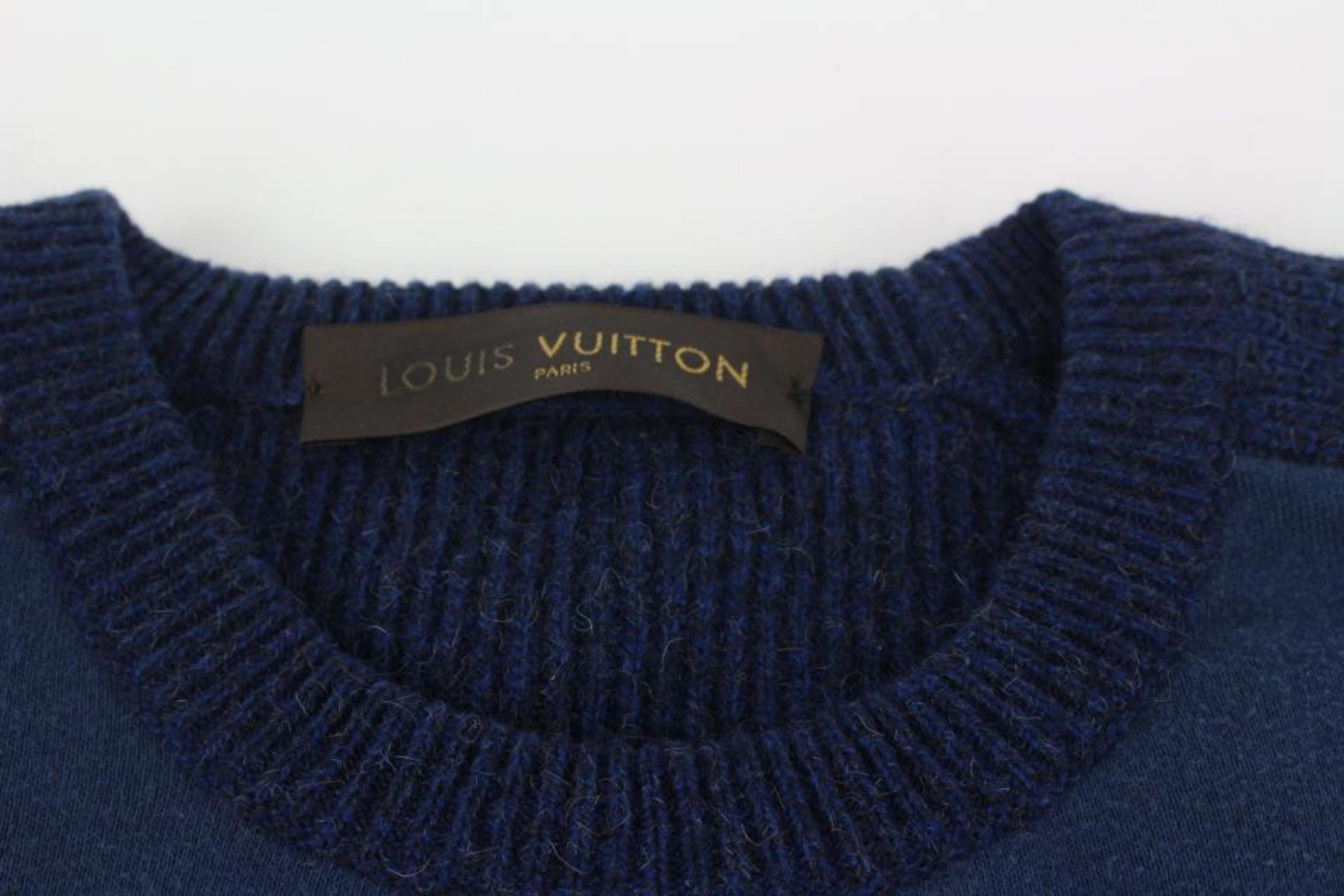 Louis Vuitton Men's XL Navy Cashmere Cursive Script Pullover Sweater 121lv48 1