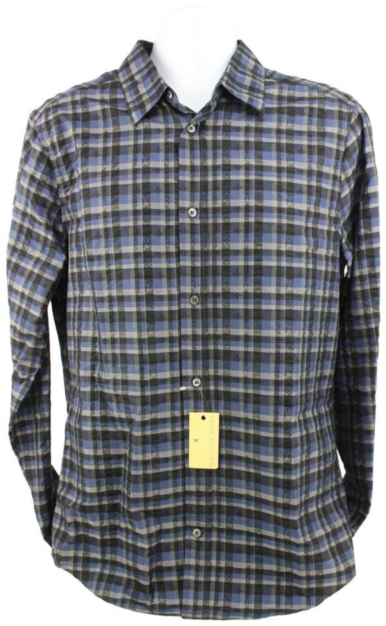 Louis Vuitton Men's XL Plaid LV Monogram Long Sleeve Button Down Shirt 119lv7 5