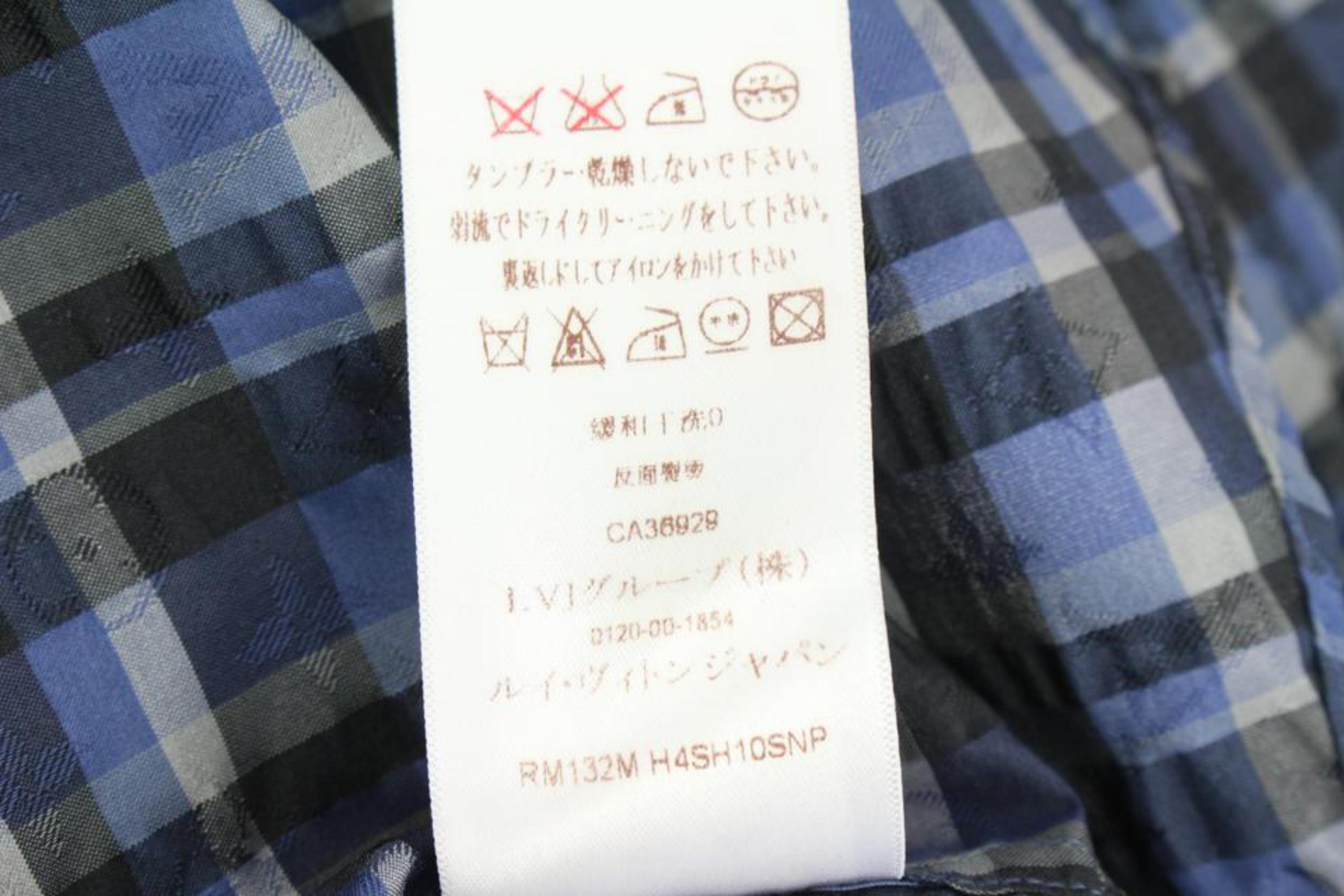 Gray Louis Vuitton Men's XL Plaid LV Monogram Long Sleeve Button Down Shirt 119lv7