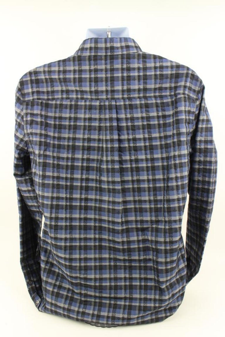 Louis Vuitton Men's XL Plaid LV Monogram Long Sleeve Button Down Shirt  27lk712s For Sale at 1stDibs