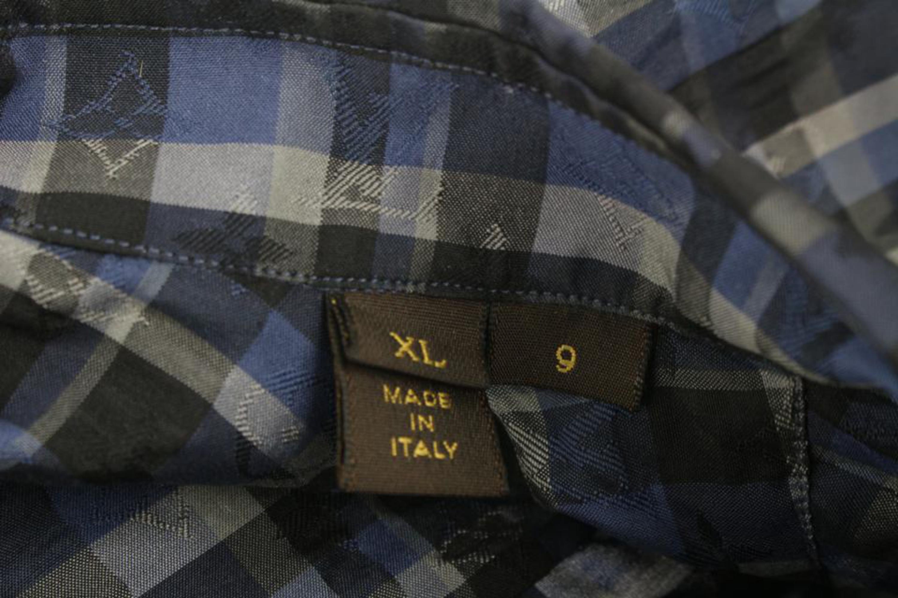 Louis Vuitton Men's XL Plaid LV Monogram Long Sleeve Button Down Shirt 27lk712s For Sale 1