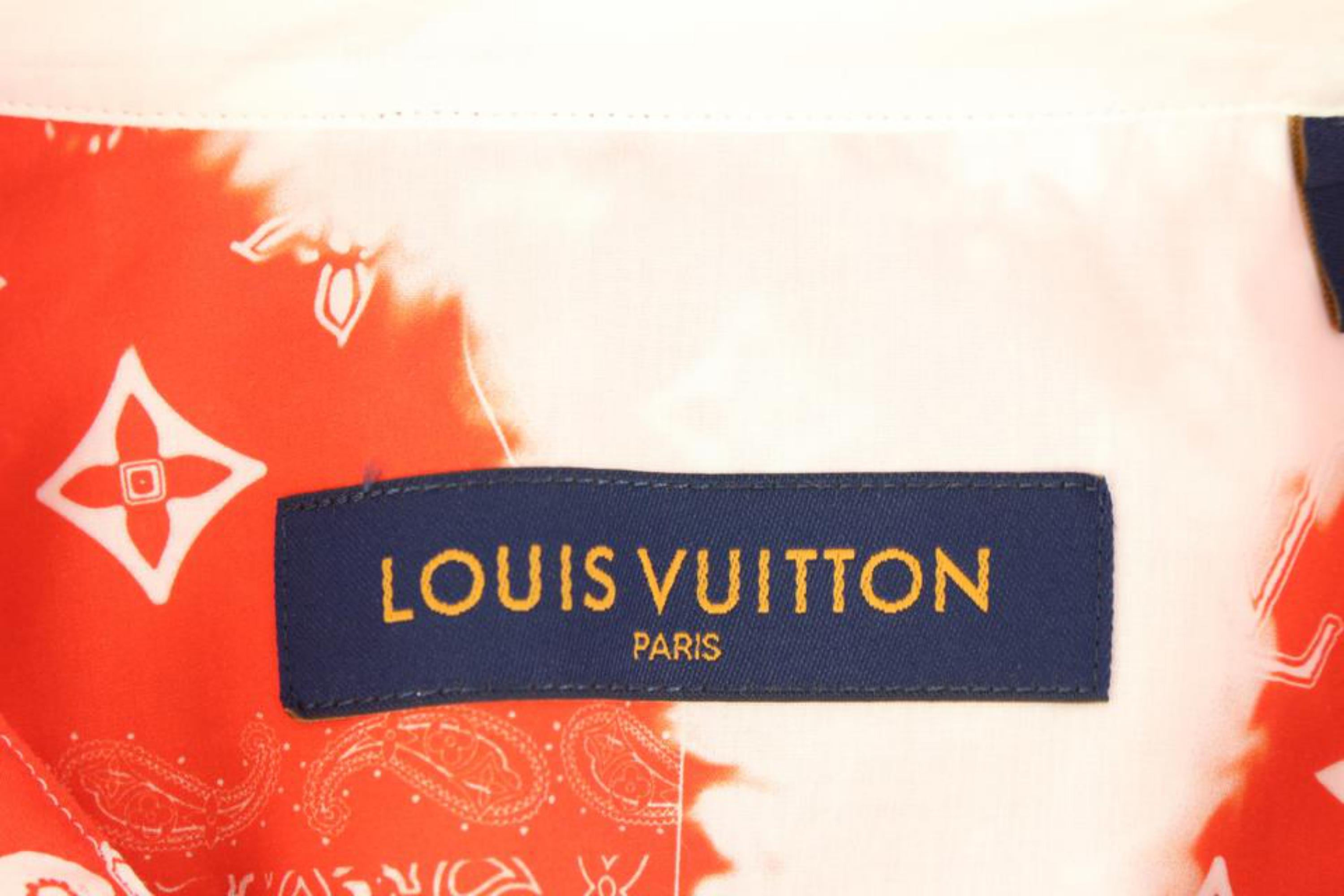 Orange Louis Vuitton - Chemise à manches courtes avec boutons et monogramme rouge XL pour homme 87lz5