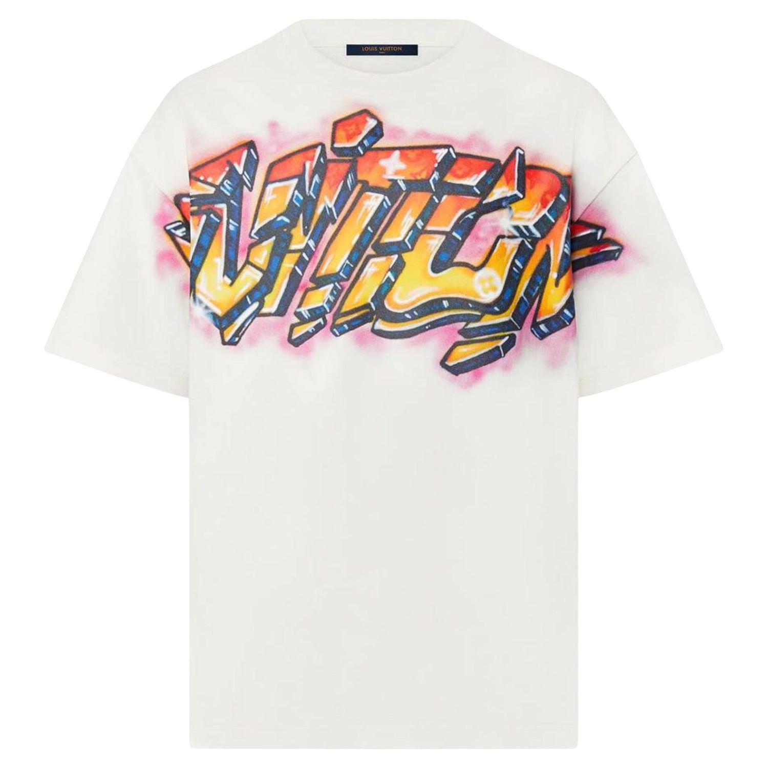 LOUIS VUITTON Graffiti T-Shirt Size S Pink X Black Auth Men Used from Japan