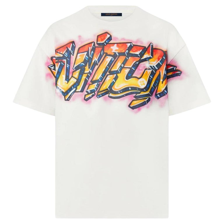 Louis Vuitton Men's XL Virgil Abloh 1990's Style Graffiti T-Shirt Tee 124lv3