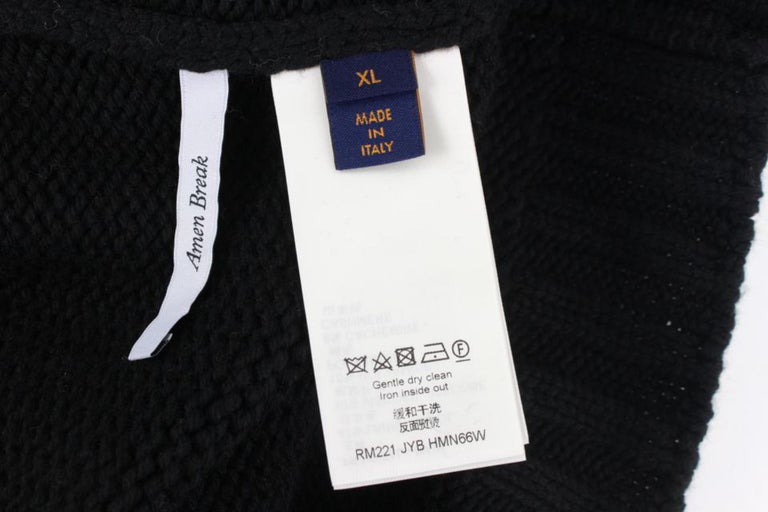 Louis Vuitton Mens XL Virgil Abloh Black Knit Chunky Intarsia