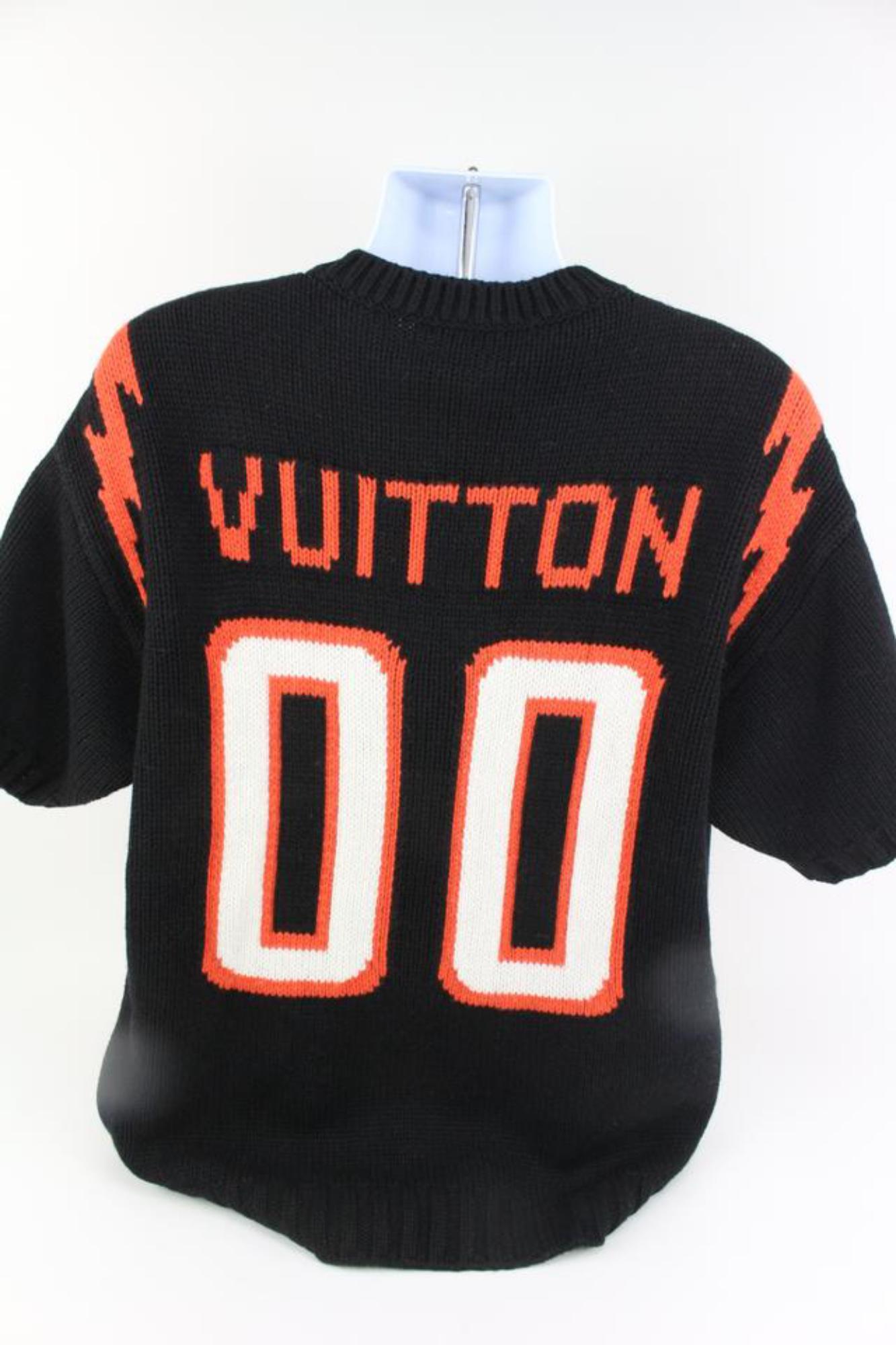 Louis Vuitton Mens XL Virgil Abloh Black Knit Chunky Intarsia Football Shirt  1
