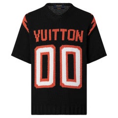 Louis Vuitton Mens XL Virgil Abloh Black Knit Chunky Intarsia Football Shirt 