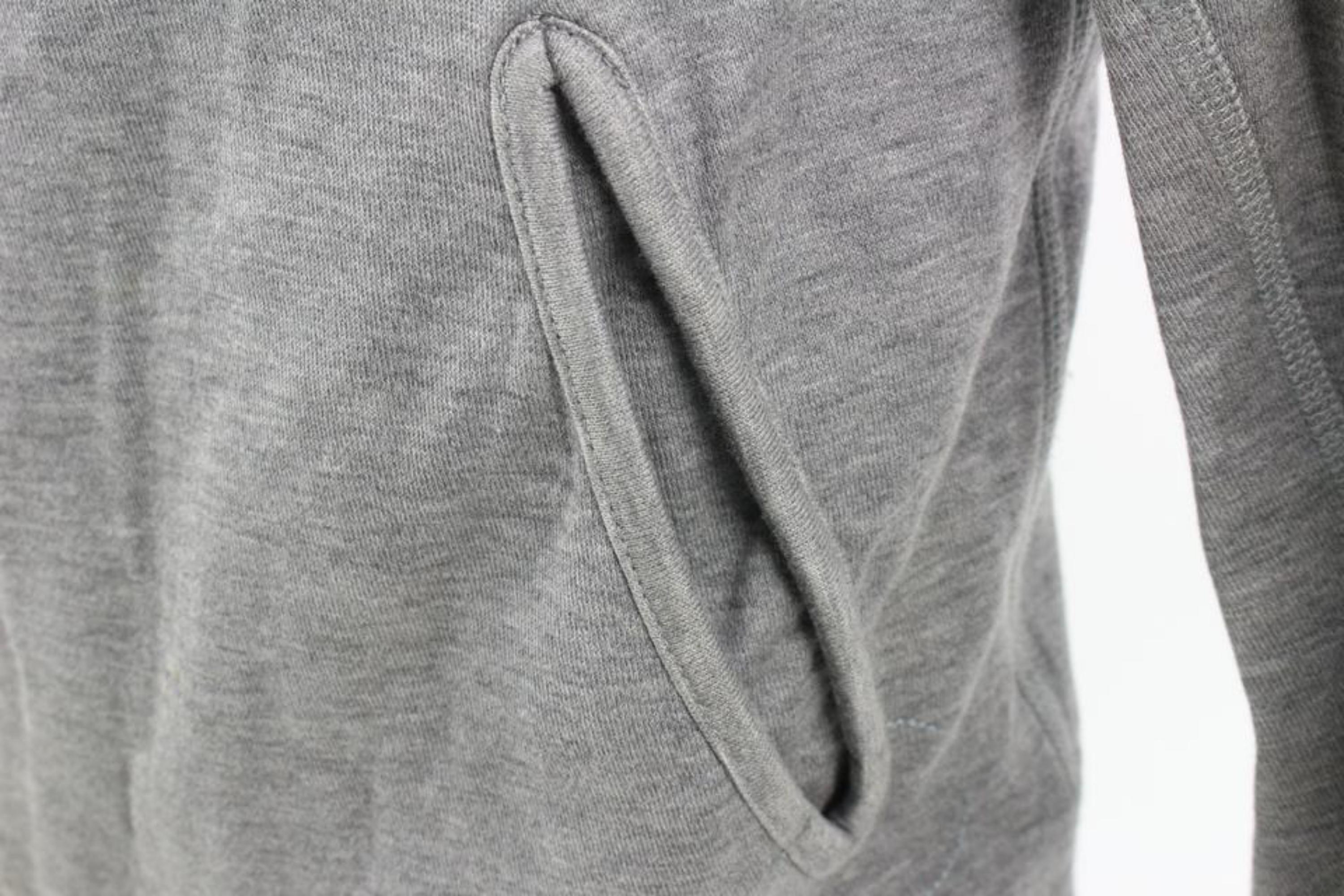 Louis Vuitton Men's XS Classic Grey LV Logo Zip Up Sweashirt Hoodie 120lv32 For Sale 5