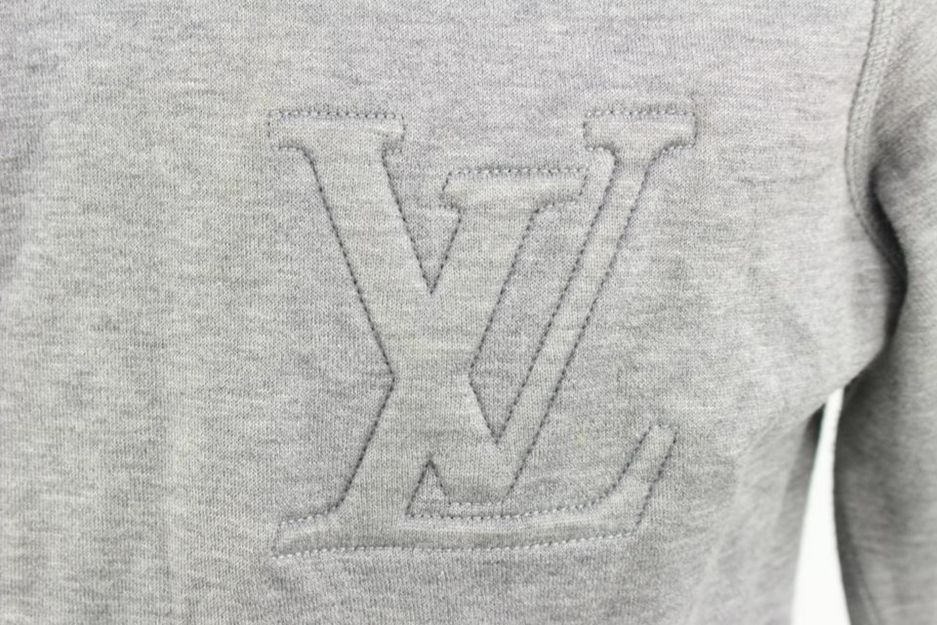 Herren XS Classic Grau LV Logo Zip Up Sweashirt Hoodie 120lv32 im Angebot 1