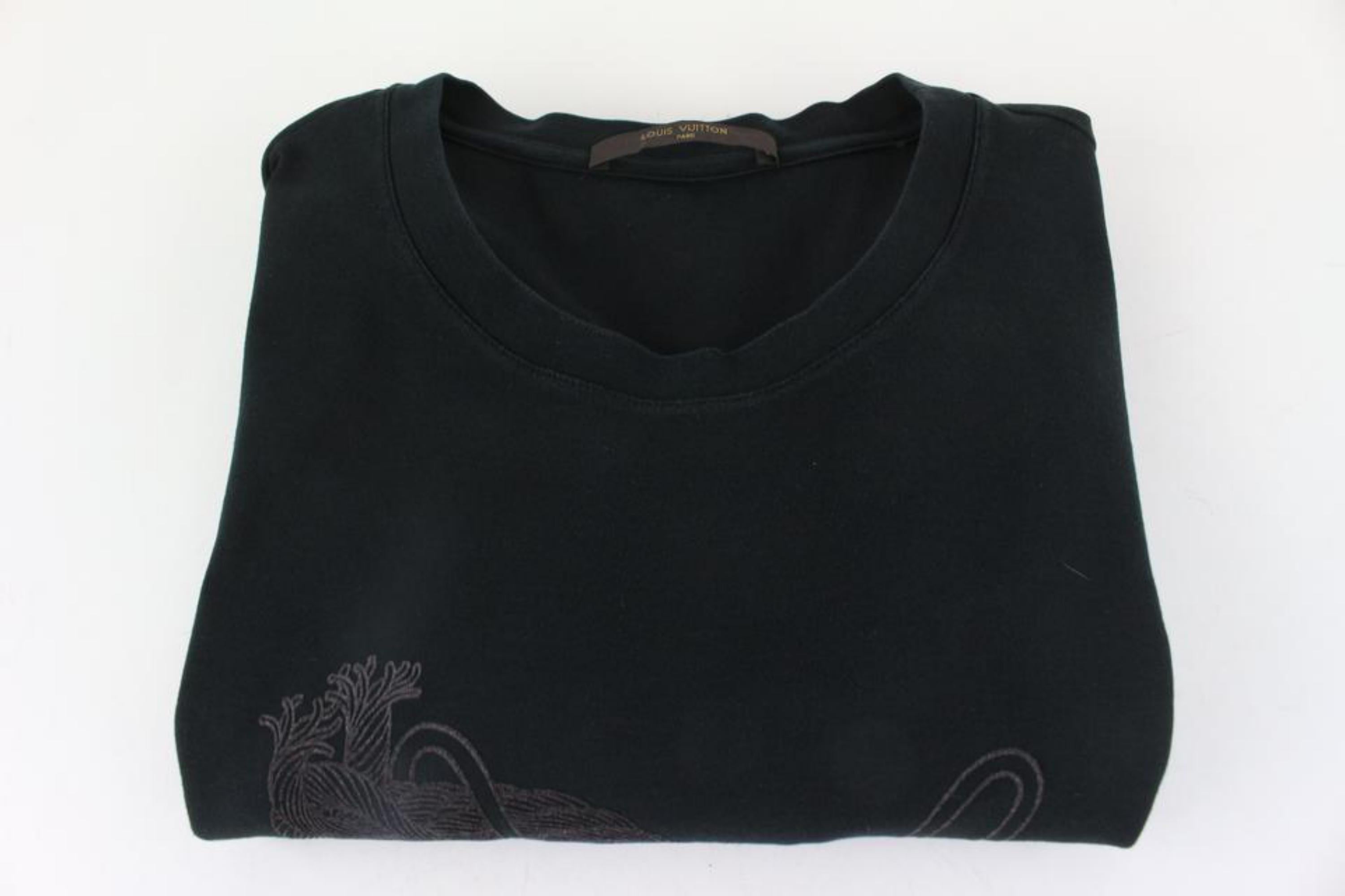 Louis Vuitton Men's XXL Black Rope Flock T-Shirt 1116lv36 For Sale 2