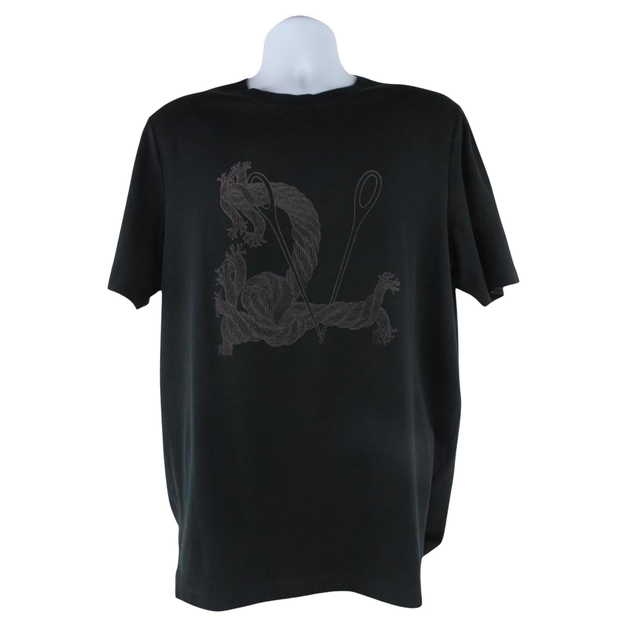 Louis Vuitton Men's XXL Black Rope Flock T-Shirt 1116lv36 For Sale