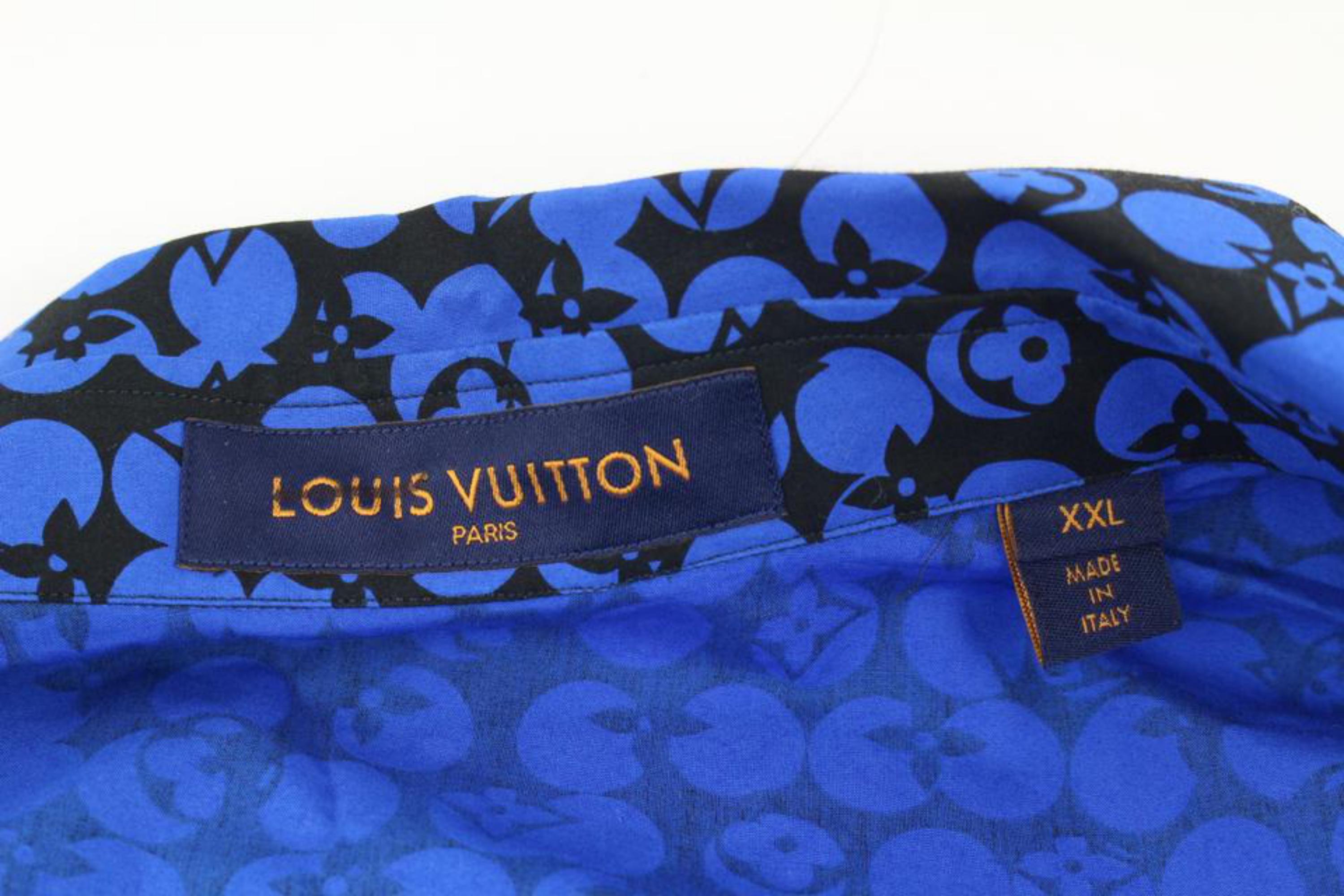 Louis Vuitton Men's XXL Blue Black LV Monogram DNA Long Sleeve Button Shirt 8lv2 1