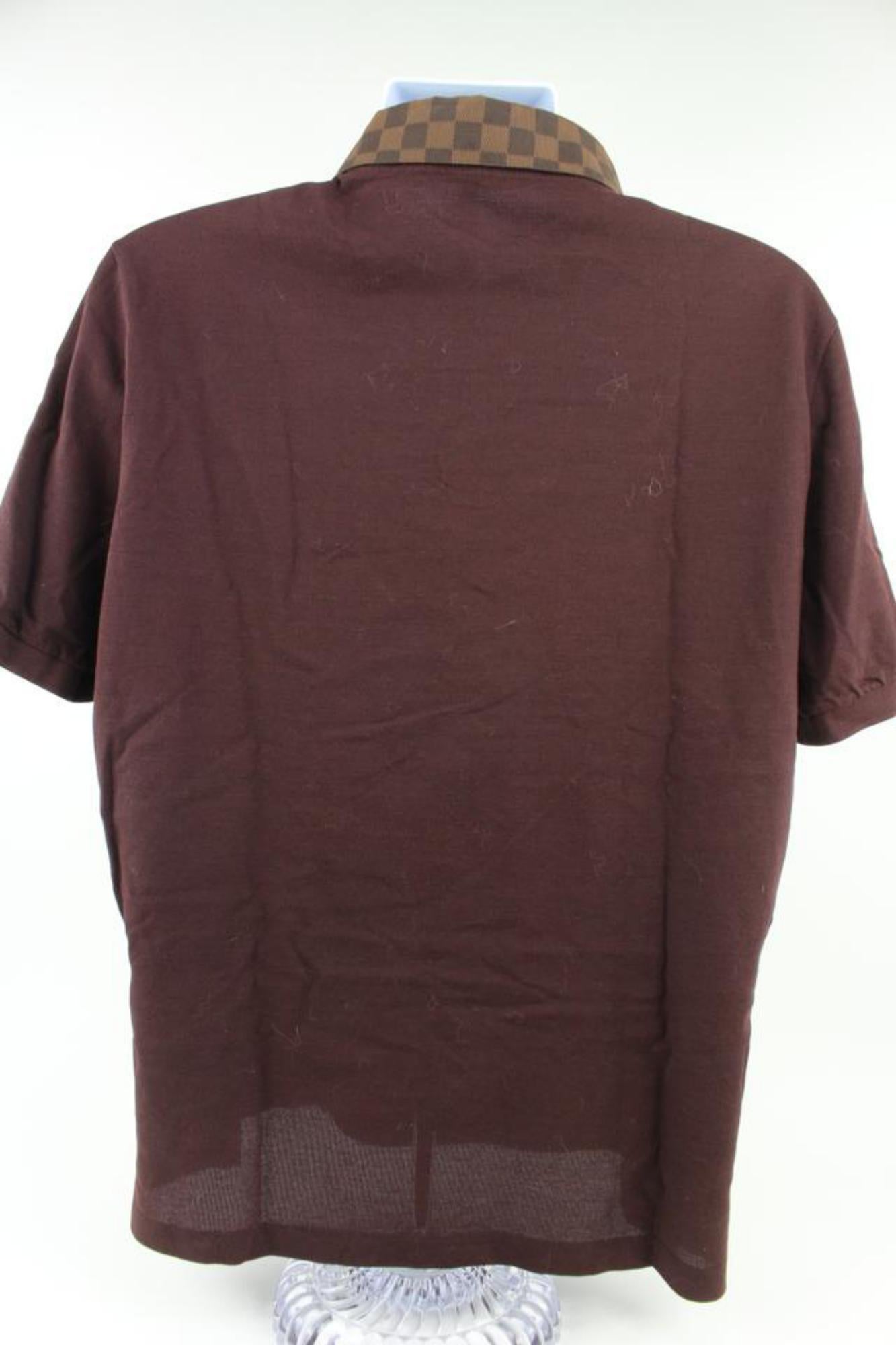 Black Louis Vuitton Men's XXL Ultra Rare Damier Ebene Collar Polo Shirt 114lv11 For Sale