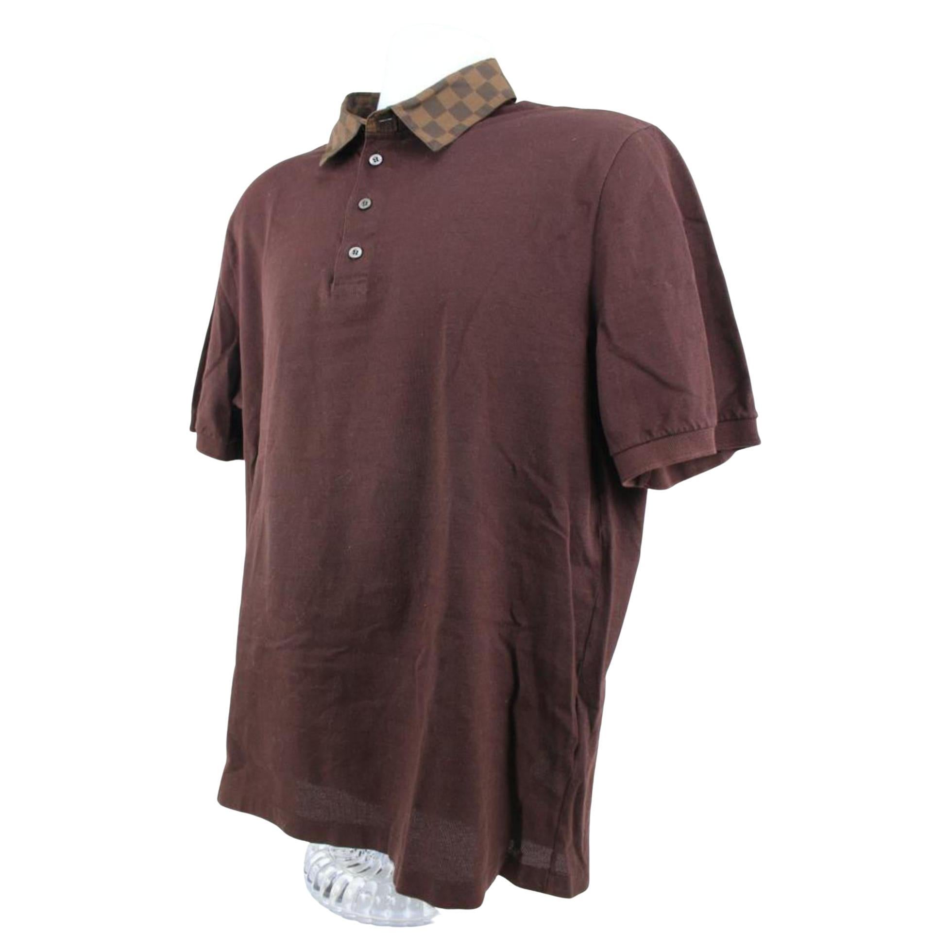 Louis Vuitton Men's XXL Ultra Rare Damier Ebene Collar Polo Shirt 114lv11 For Sale