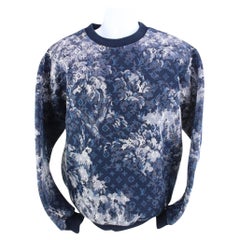 Used Louis Vuitton Men's XXL Virgil Abloh Navy Monogram Tapestry Crewneck 59lk518