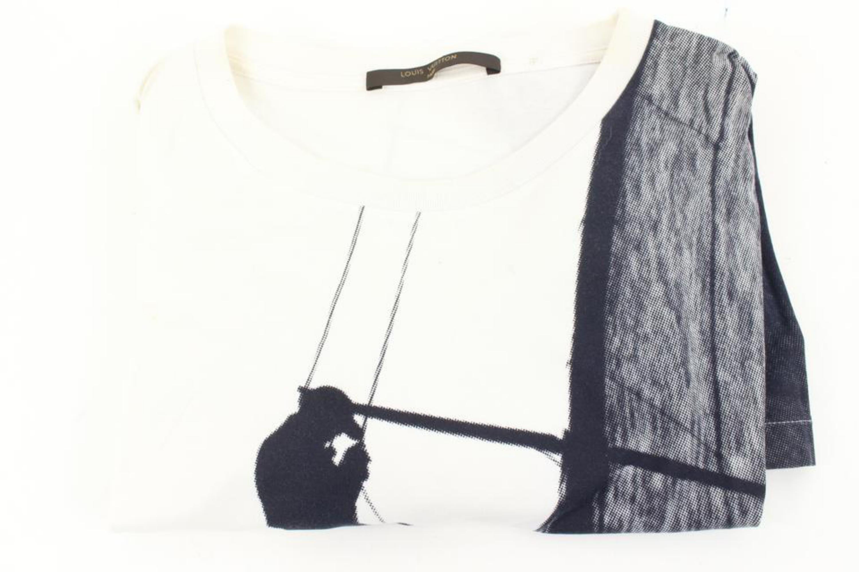 Louis Vuitton Men's XXL White x Navy Scaffolding Climbing Man T-Shirt Tee 119lv6 3