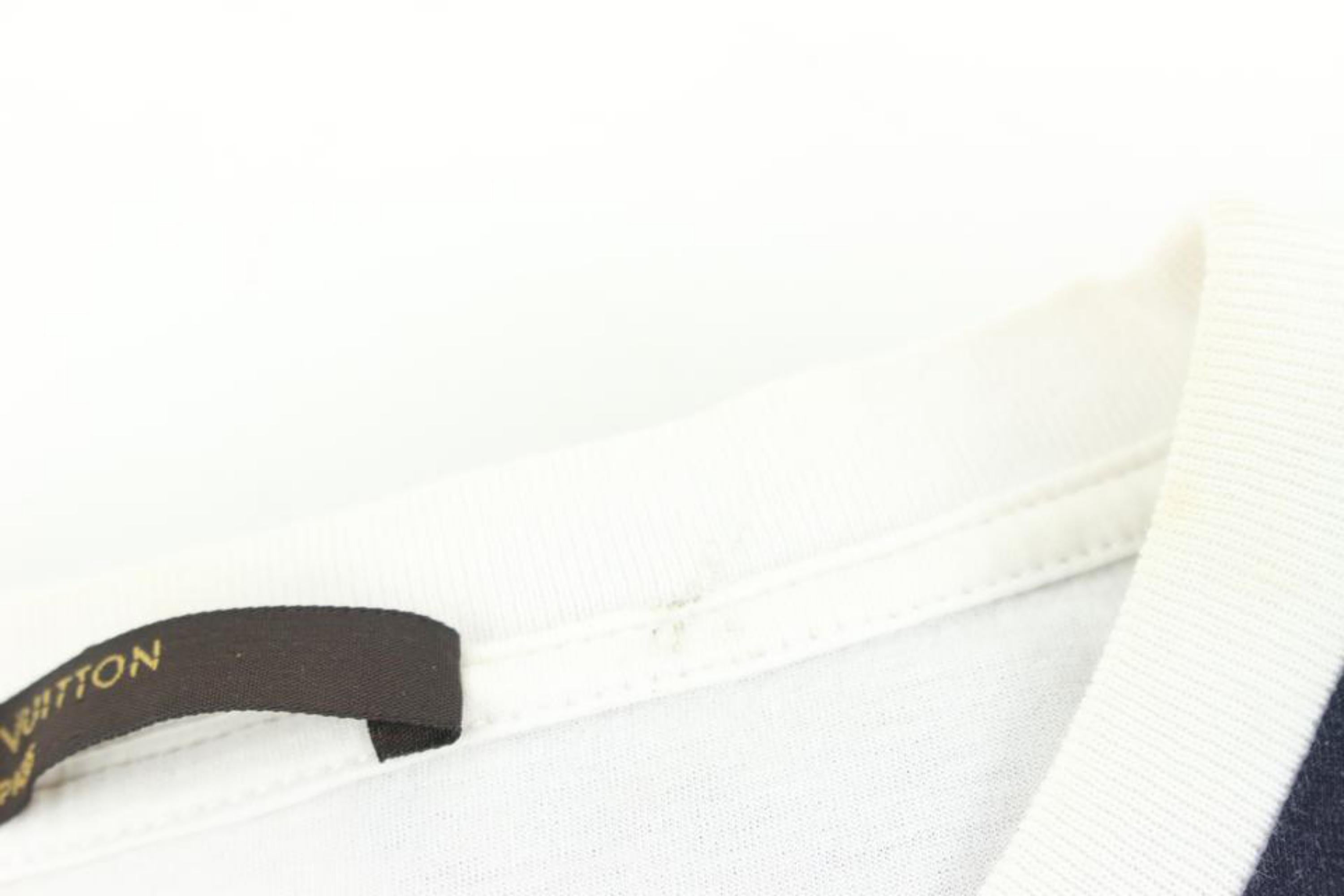 Gray Louis Vuitton Men's XXL White x Navy Scaffolding Climbing Man T-Shirt Tee 119lv6 For Sale