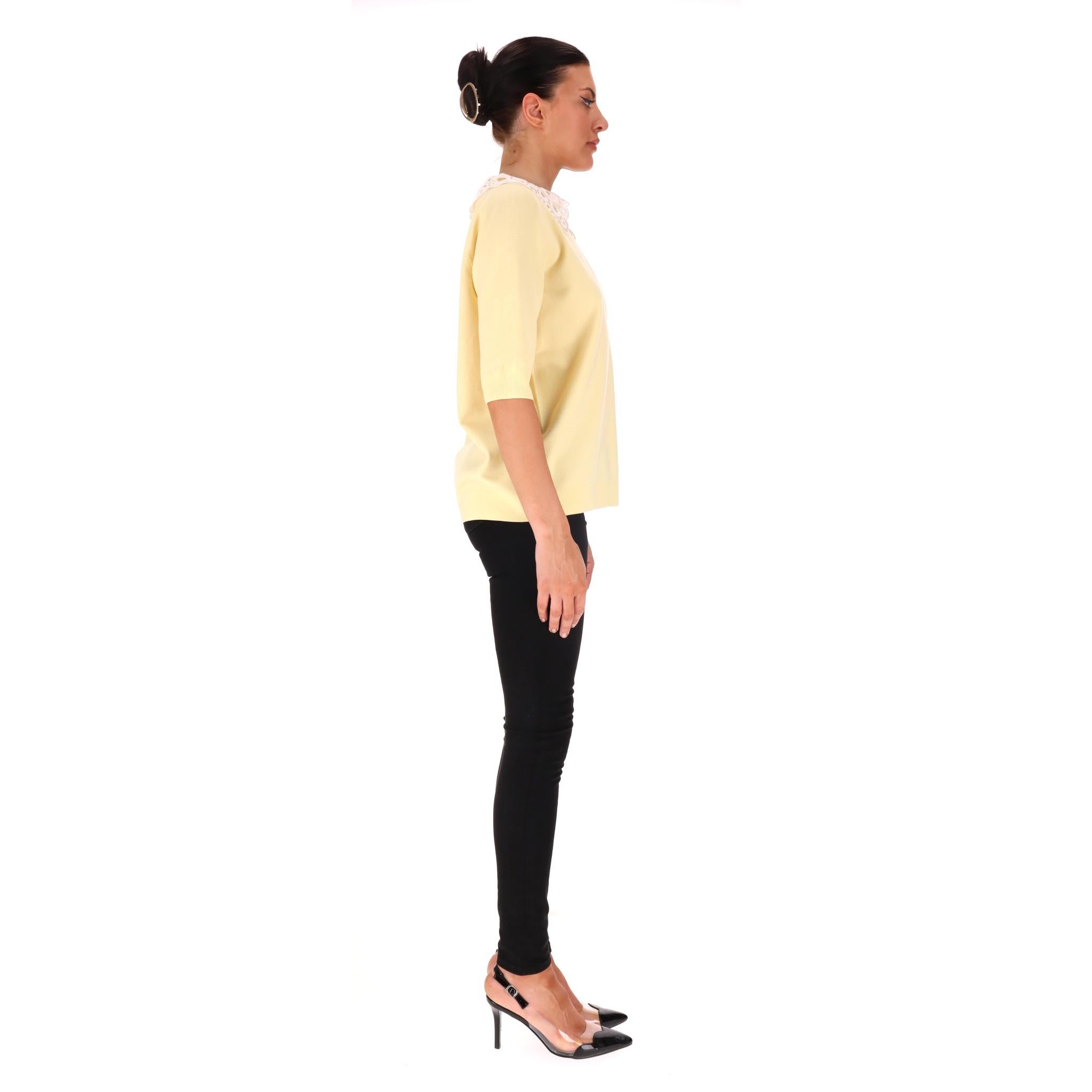 Yellow Louis Vuitton Merino Wool Jumper With Broderie Anglaise Collar For Sale