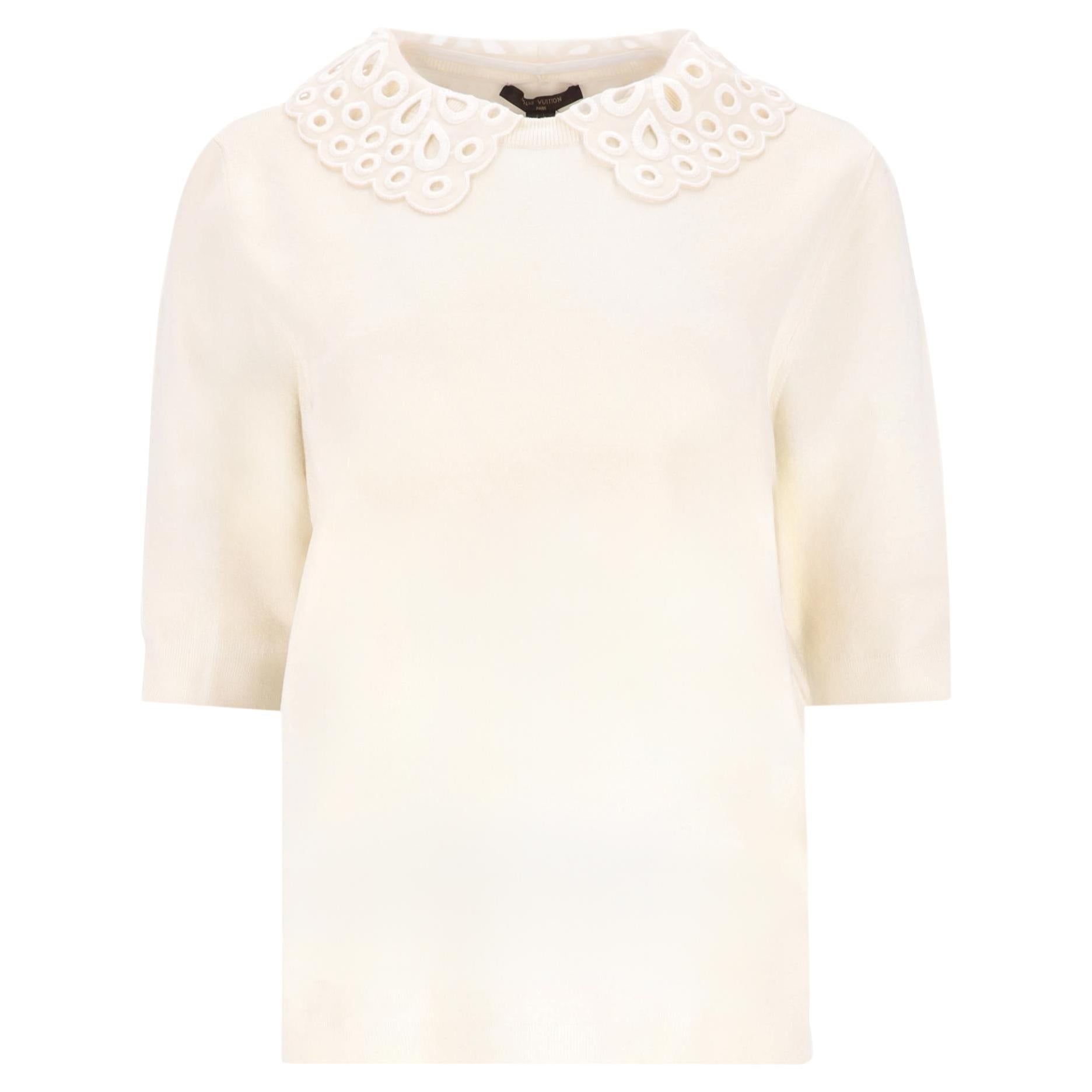 Louis Vuitton Merino Wool Jumper With Broderie Anglaise Collar