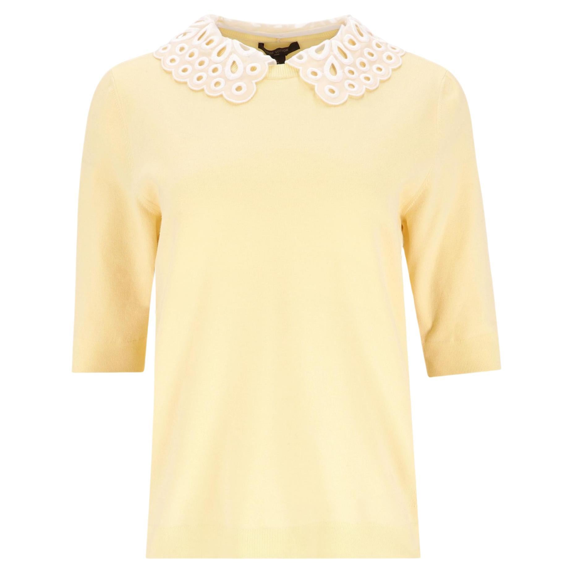 Louis Vuitton Merino Wool Jumper With Broderie Anglaise Collar