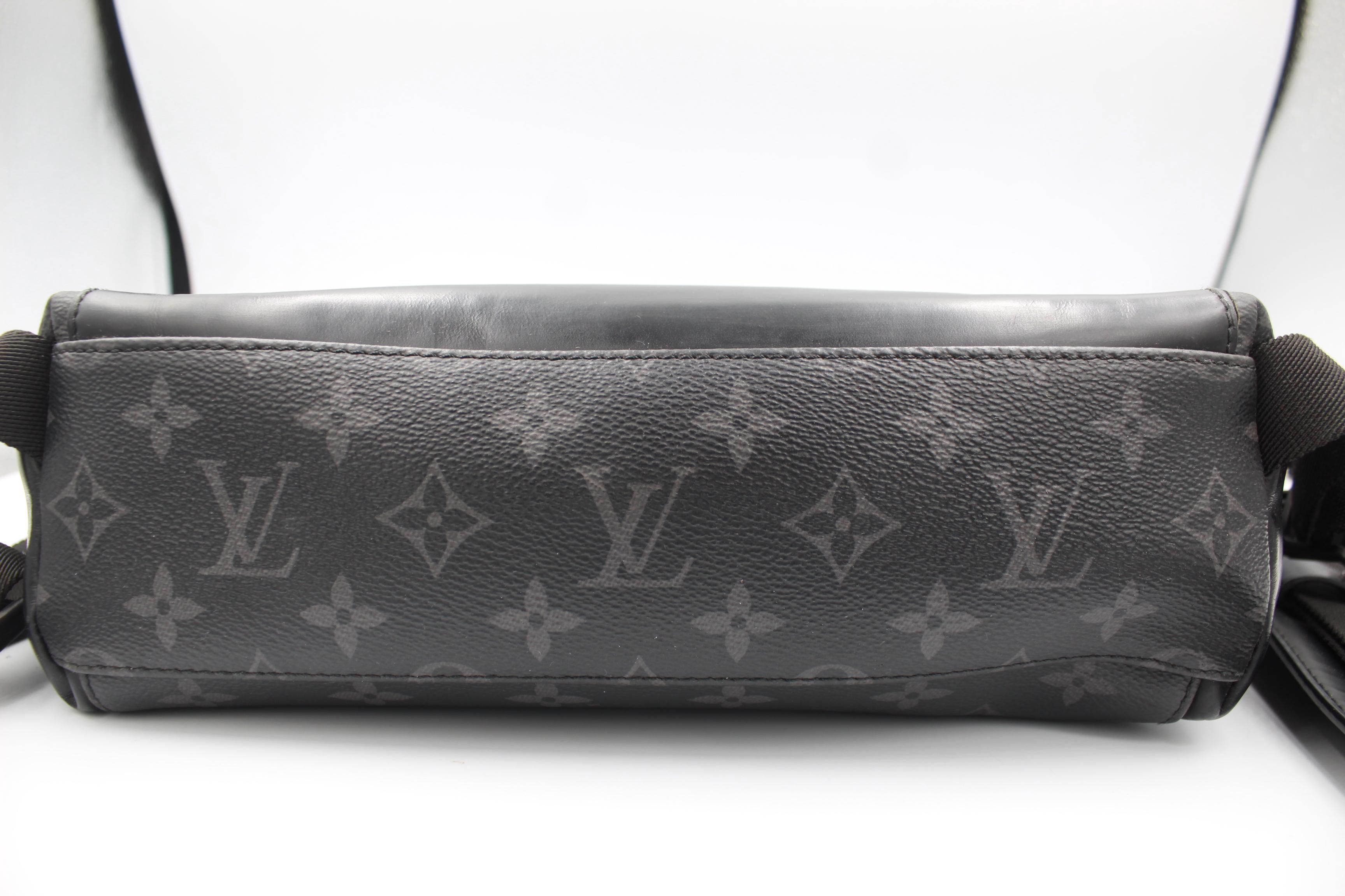 Black Louis Vuitton Messenger Bag , in eclipse LV monogram. For Sale