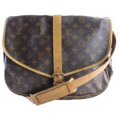Vintage Louis Vuitton Messenger Saumur 25lr0529 Brown Coated Canvas Cross Body Bag